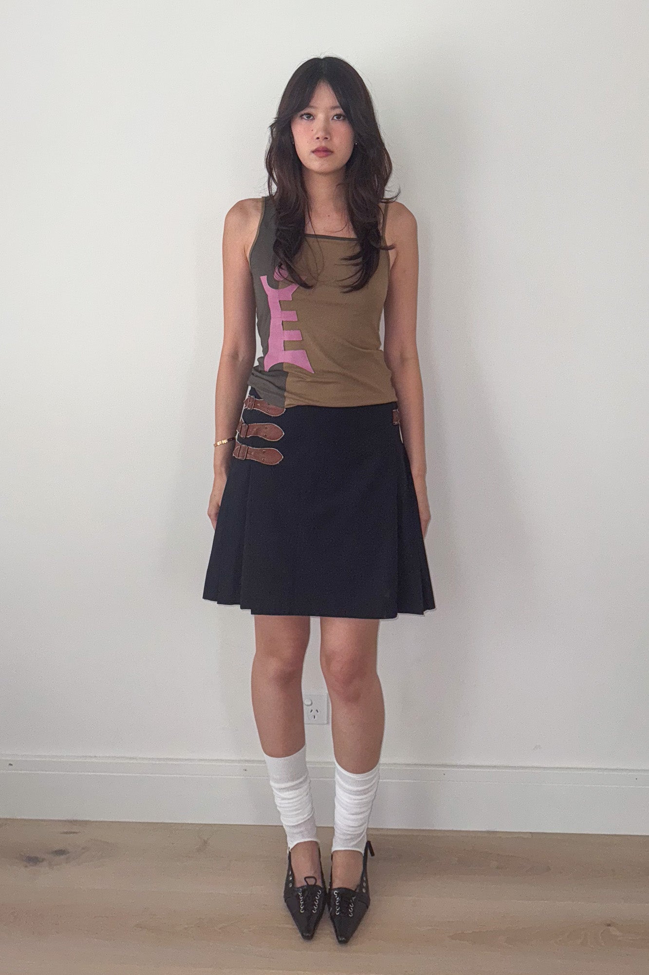 jean paul gaultier | pleated wool buckle skirt