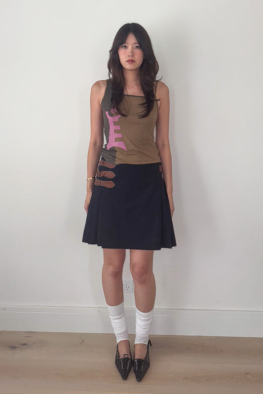 jean paul gaultier | pleated wool buckle skirt