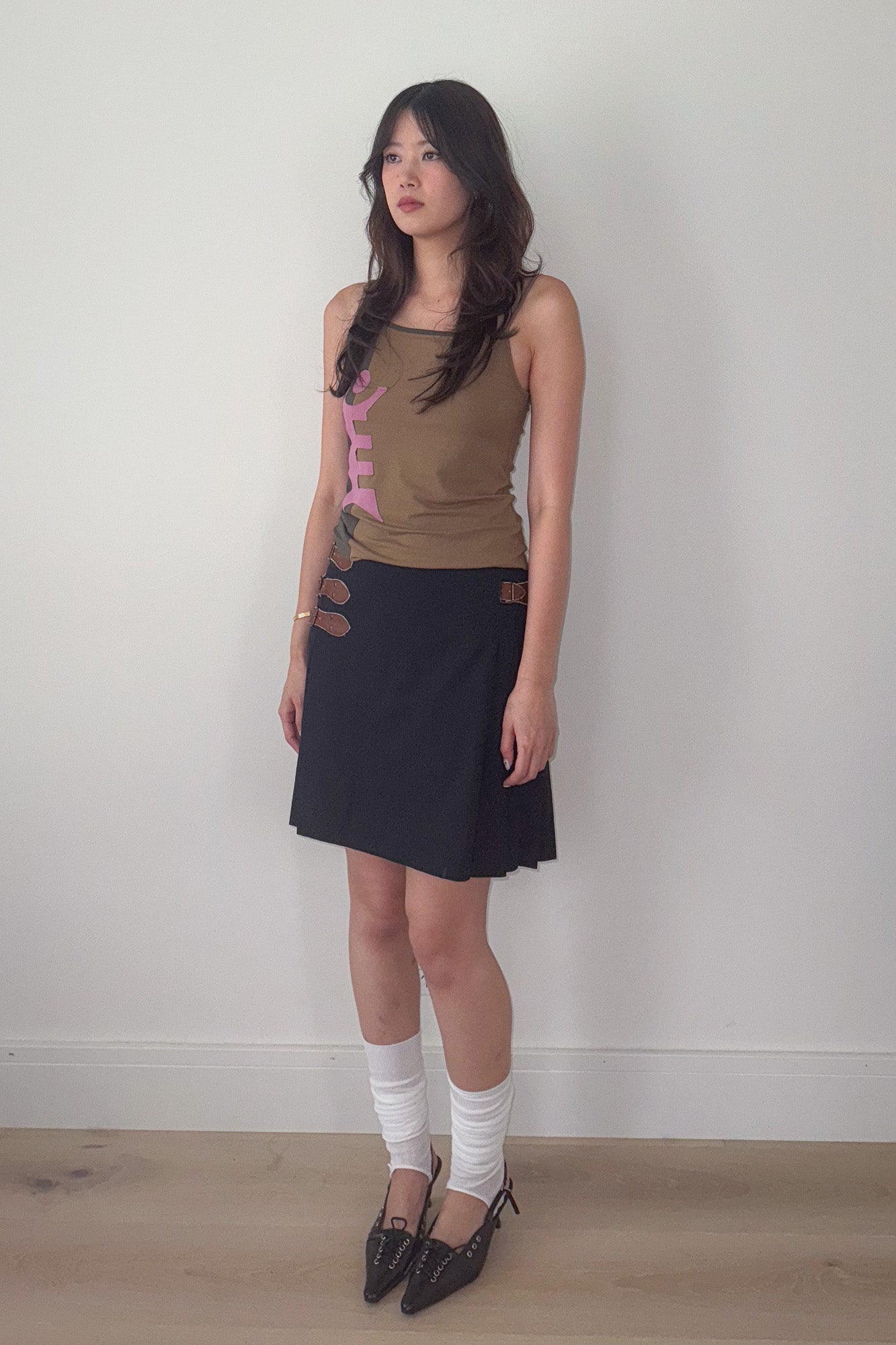 jean paul gaultier | pleated wool buckle skirt