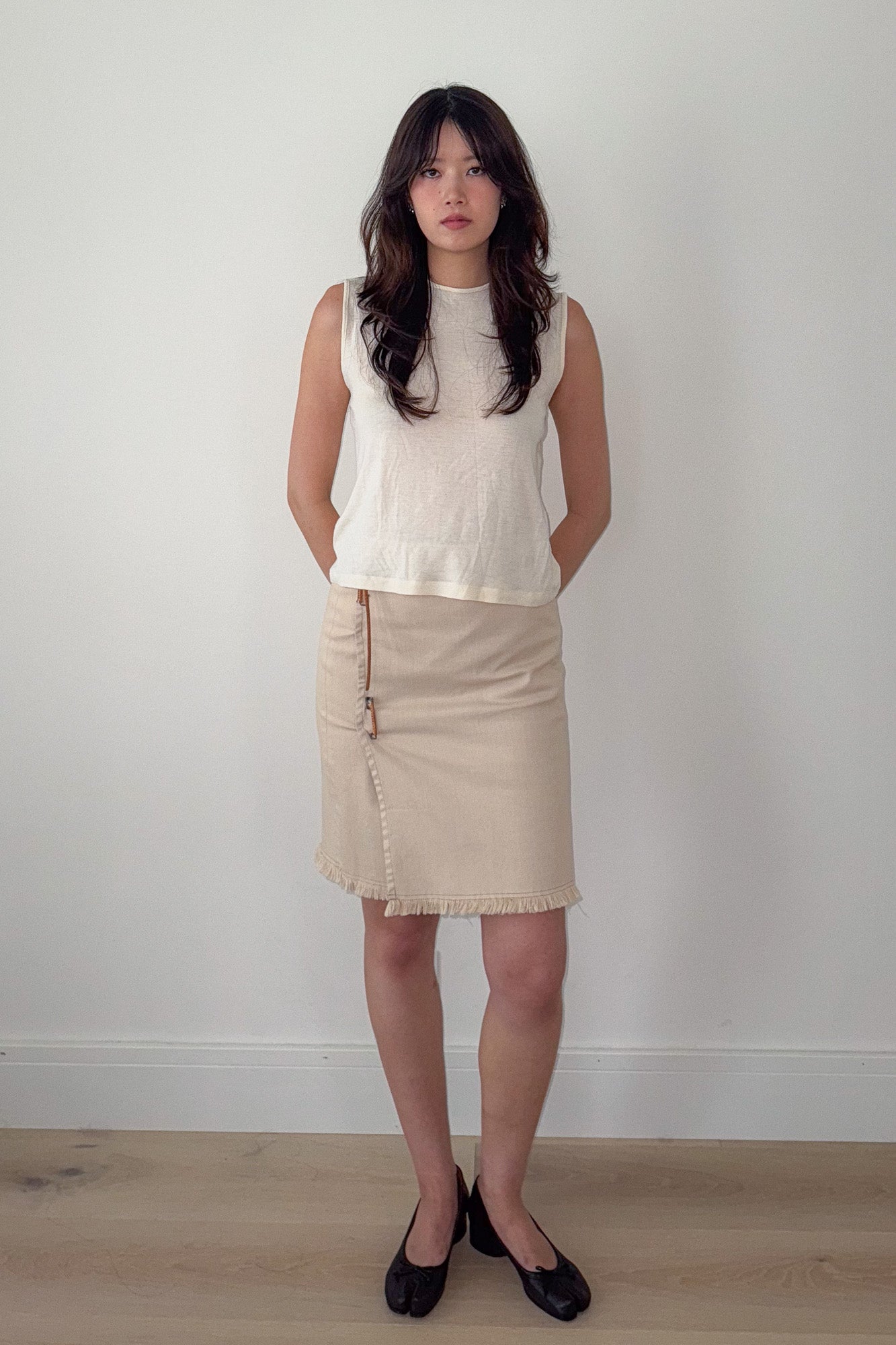 burberry blue label | tan skirt