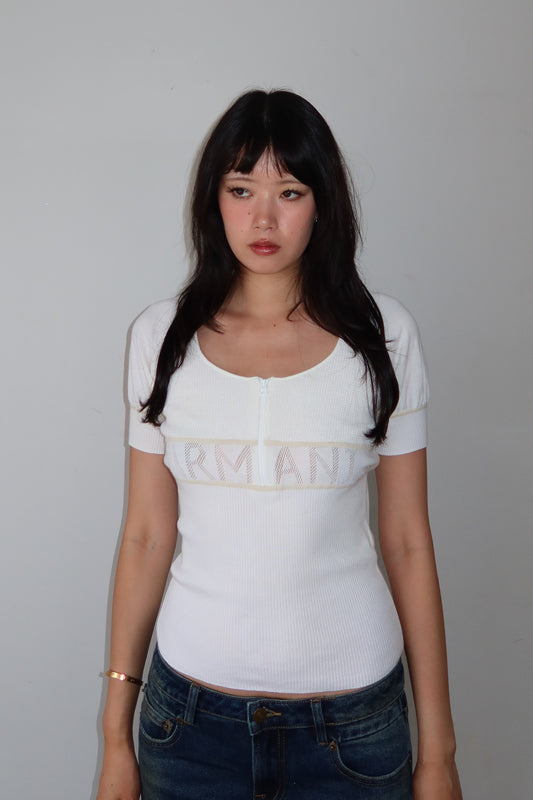 armani exchange |  logo print zip-up top