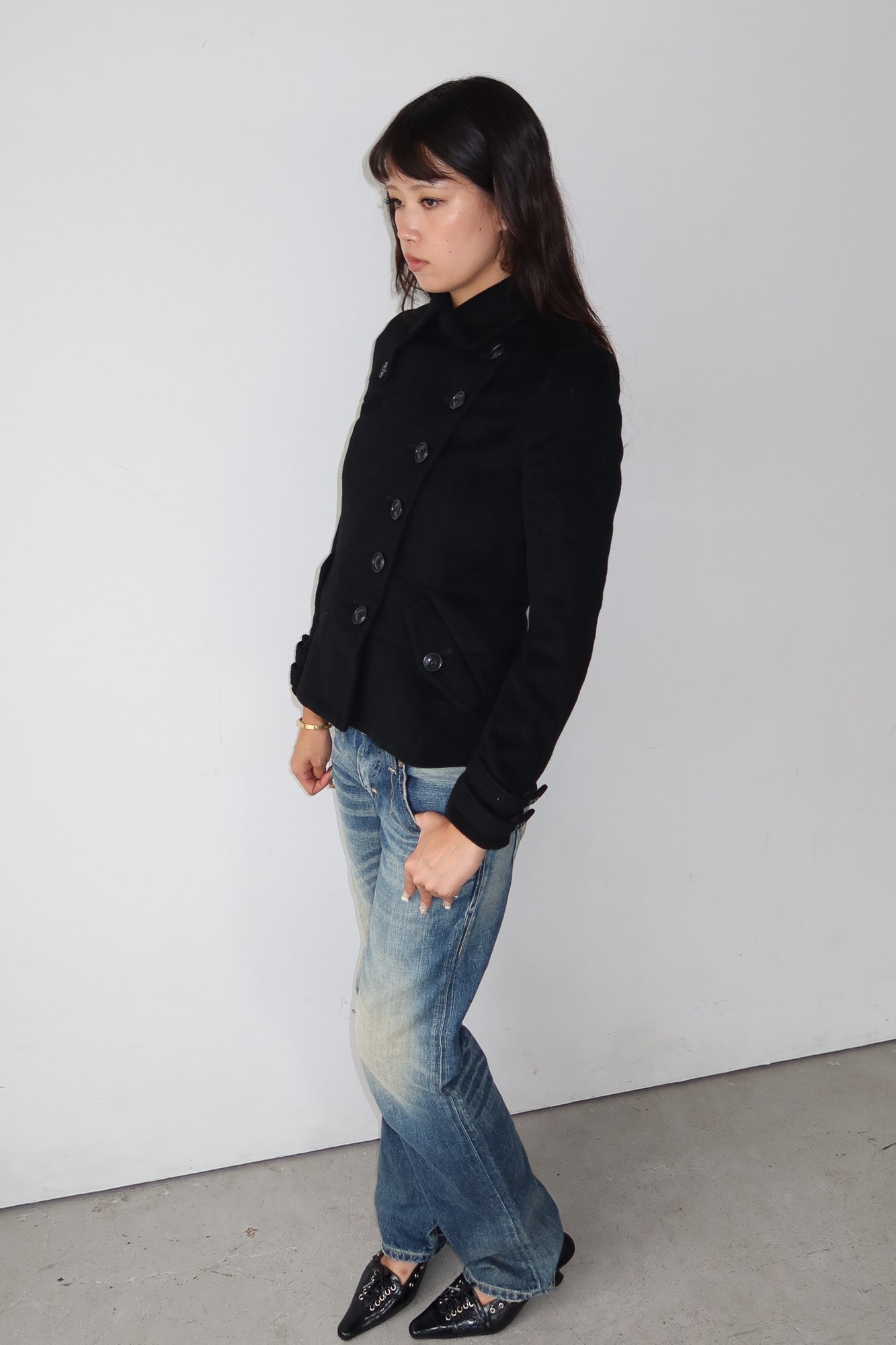 wool asymmetric button coat