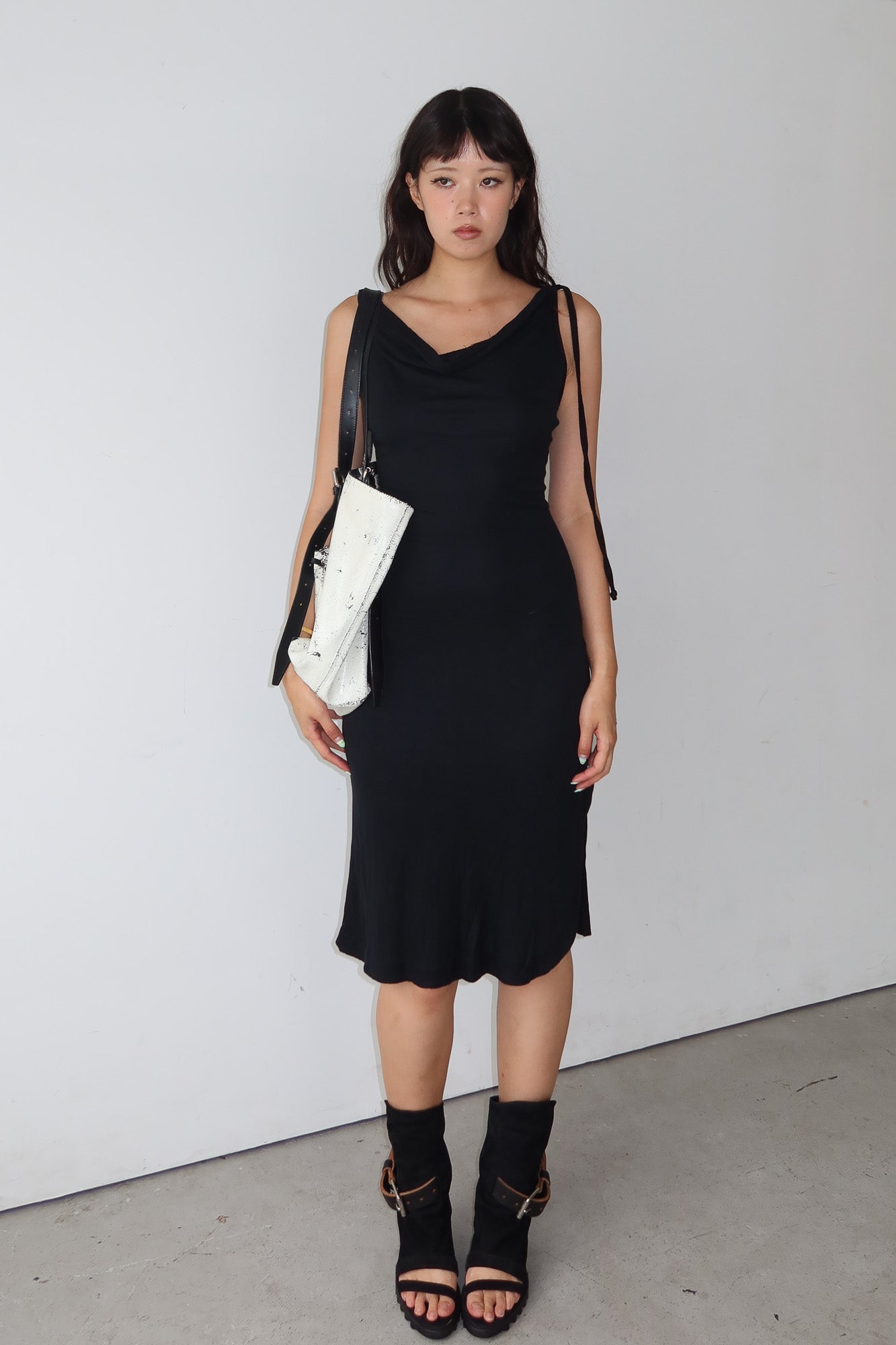tie-up drapey midi dress