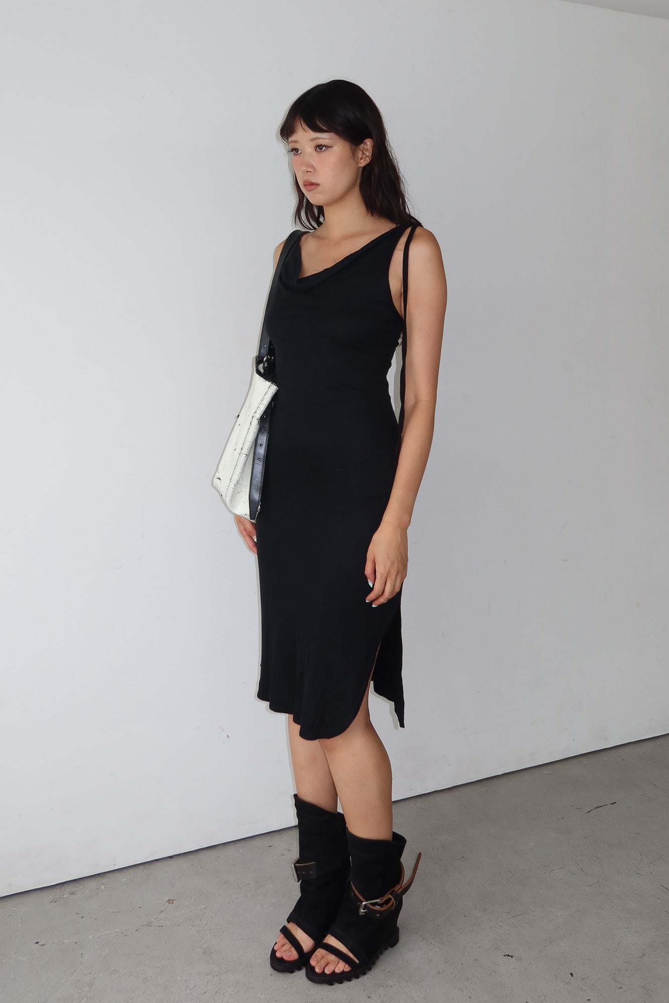 tie-up drapey midi dress