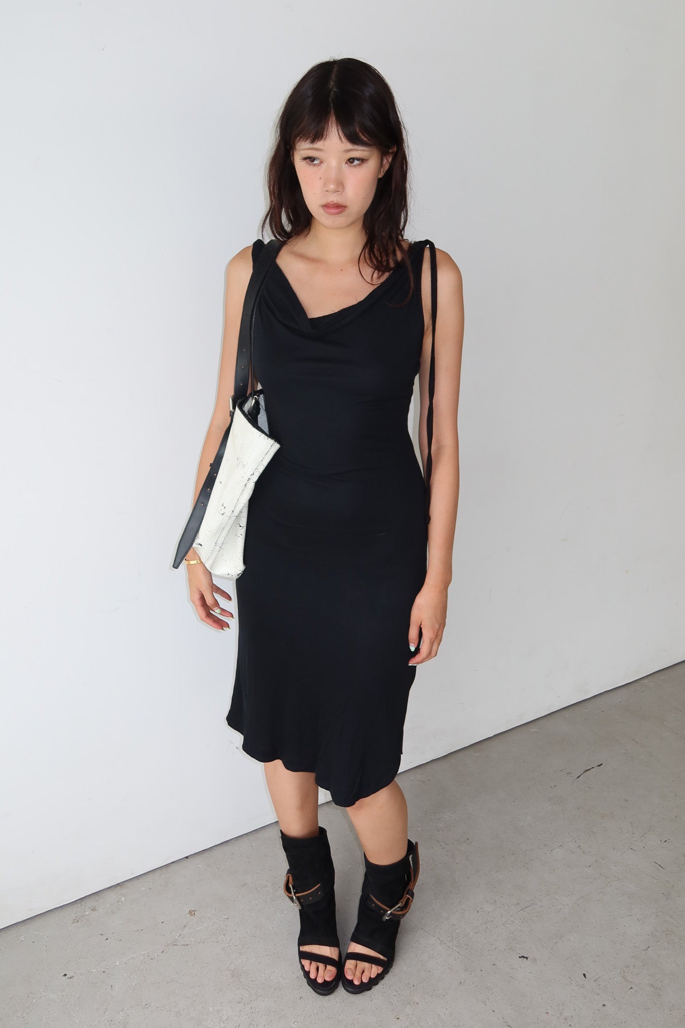 tie-up drapey midi dress