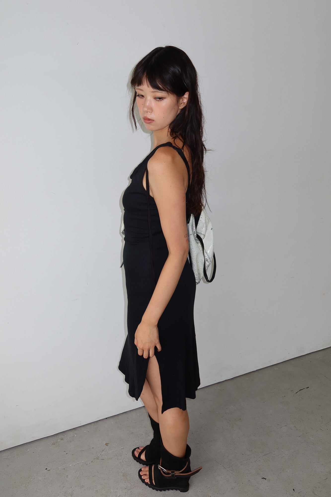 tie-up drapey midi dress