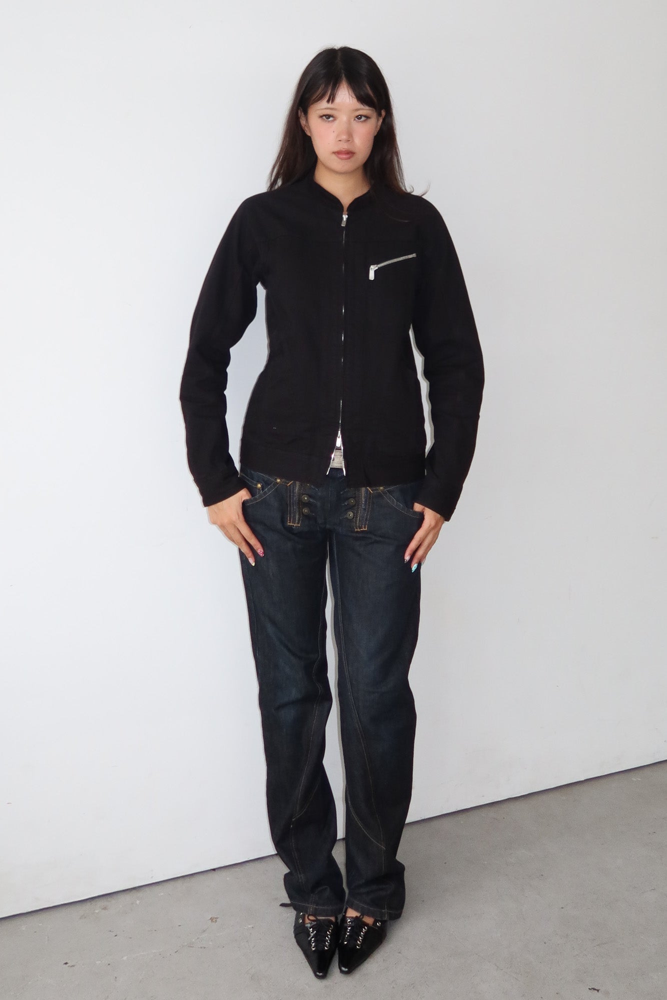 two way zip moto jacket