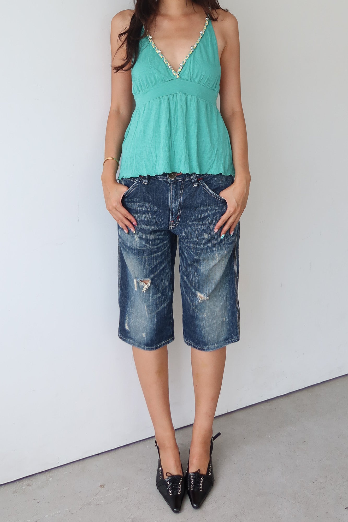 see by chloé | beaded turquoise camisole