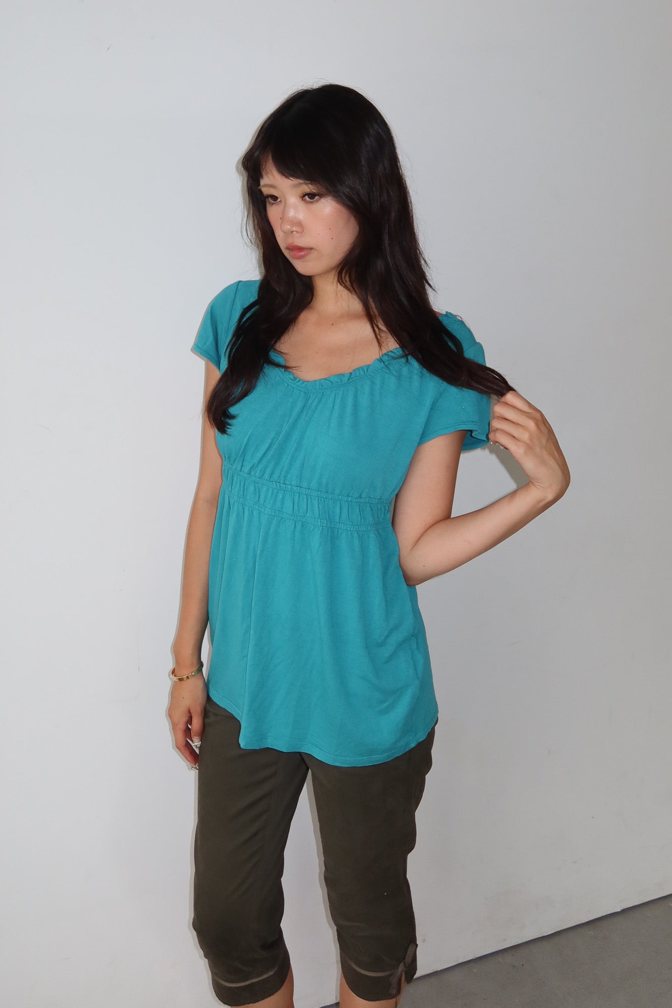 turquoise top