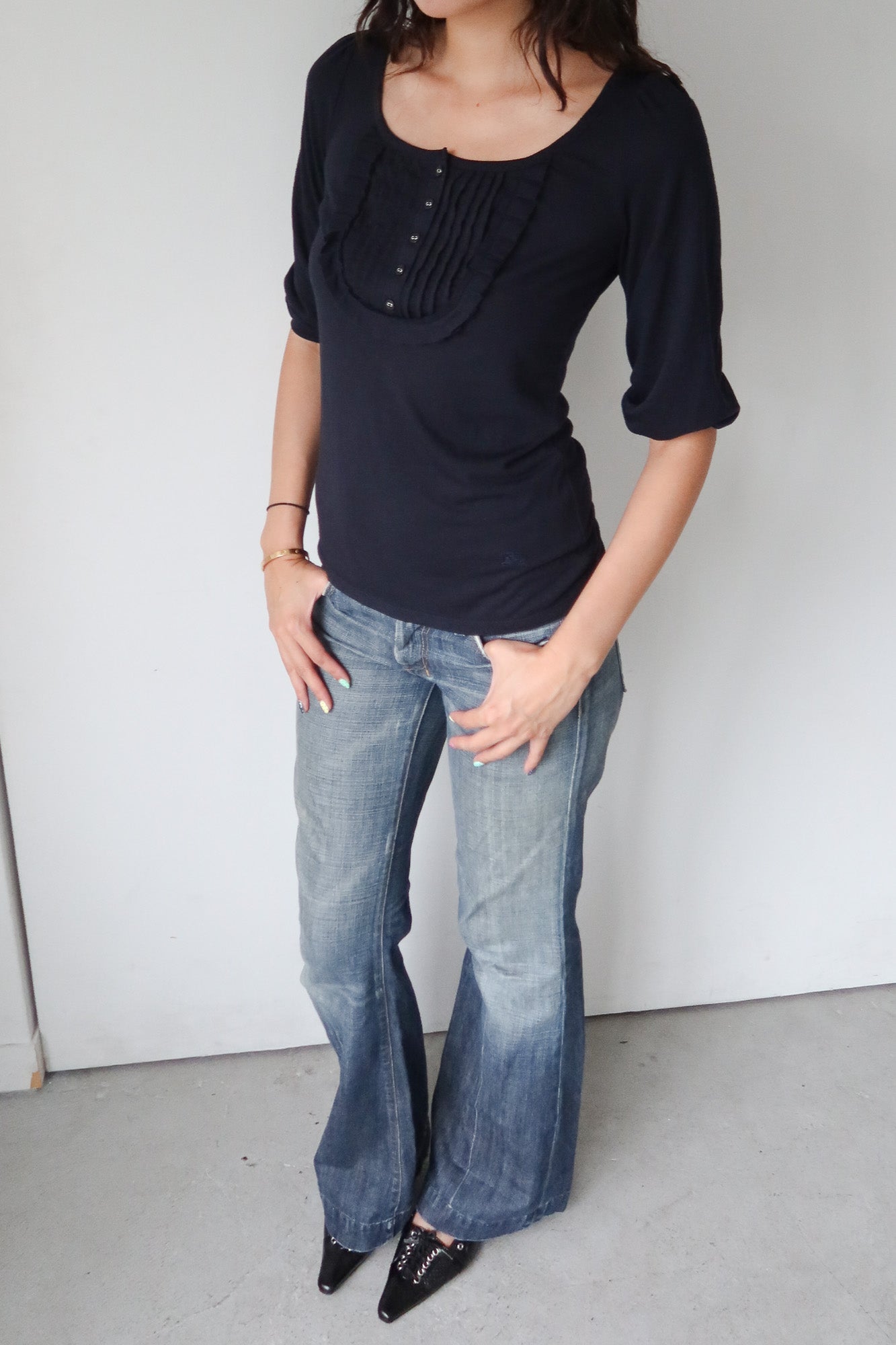 burberry blue label | 3/4 sleeve top