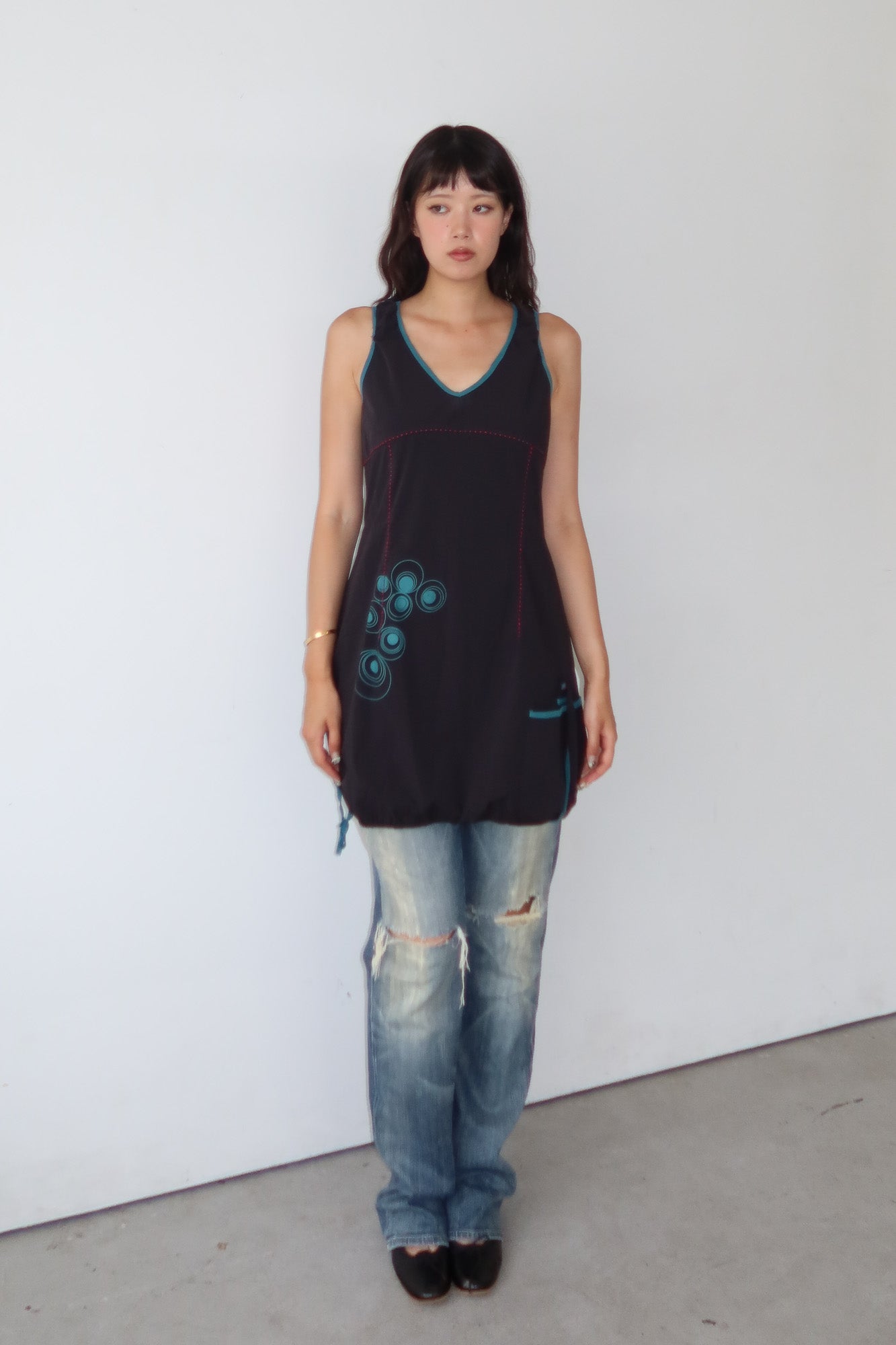 turquoise panel bubble dress