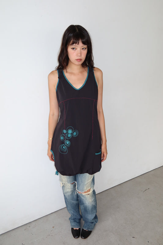 turquoise panel bubble dress