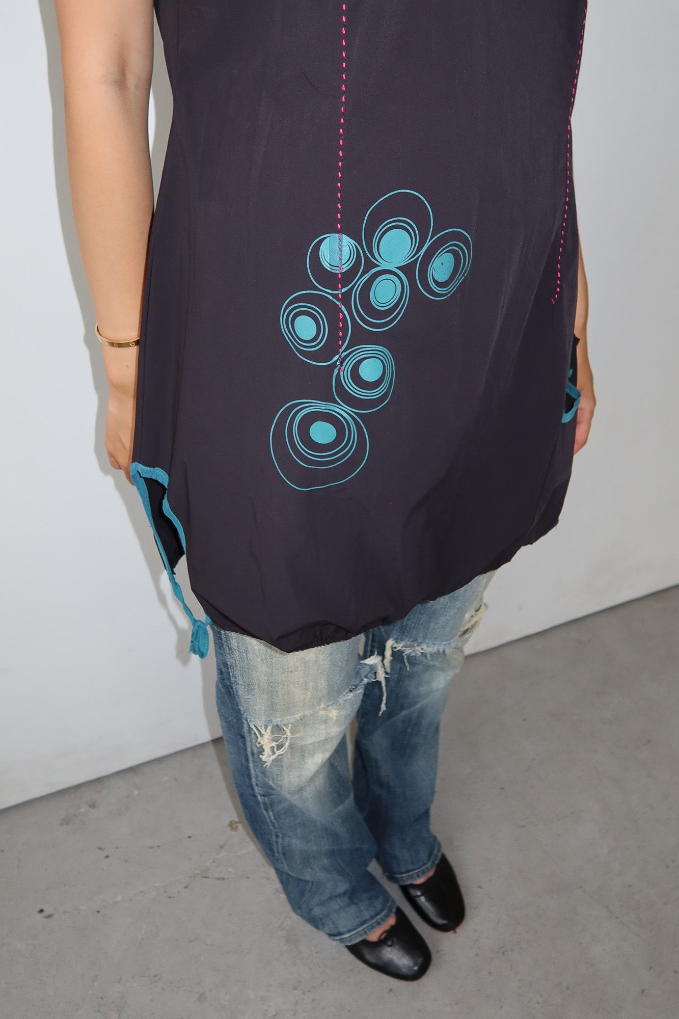 turquoise panel bubble dress