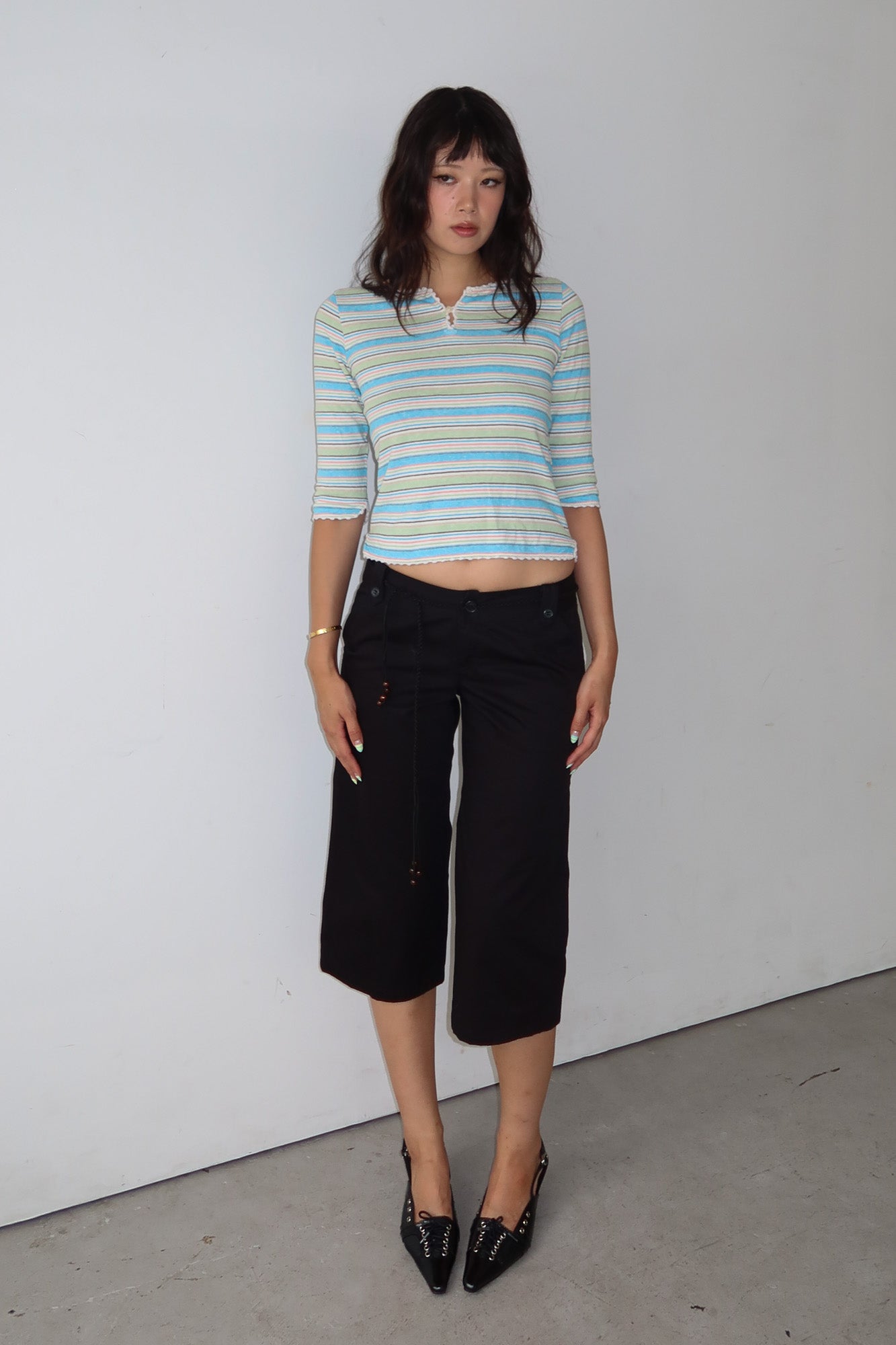 comme ca ism | capris with beaded belt