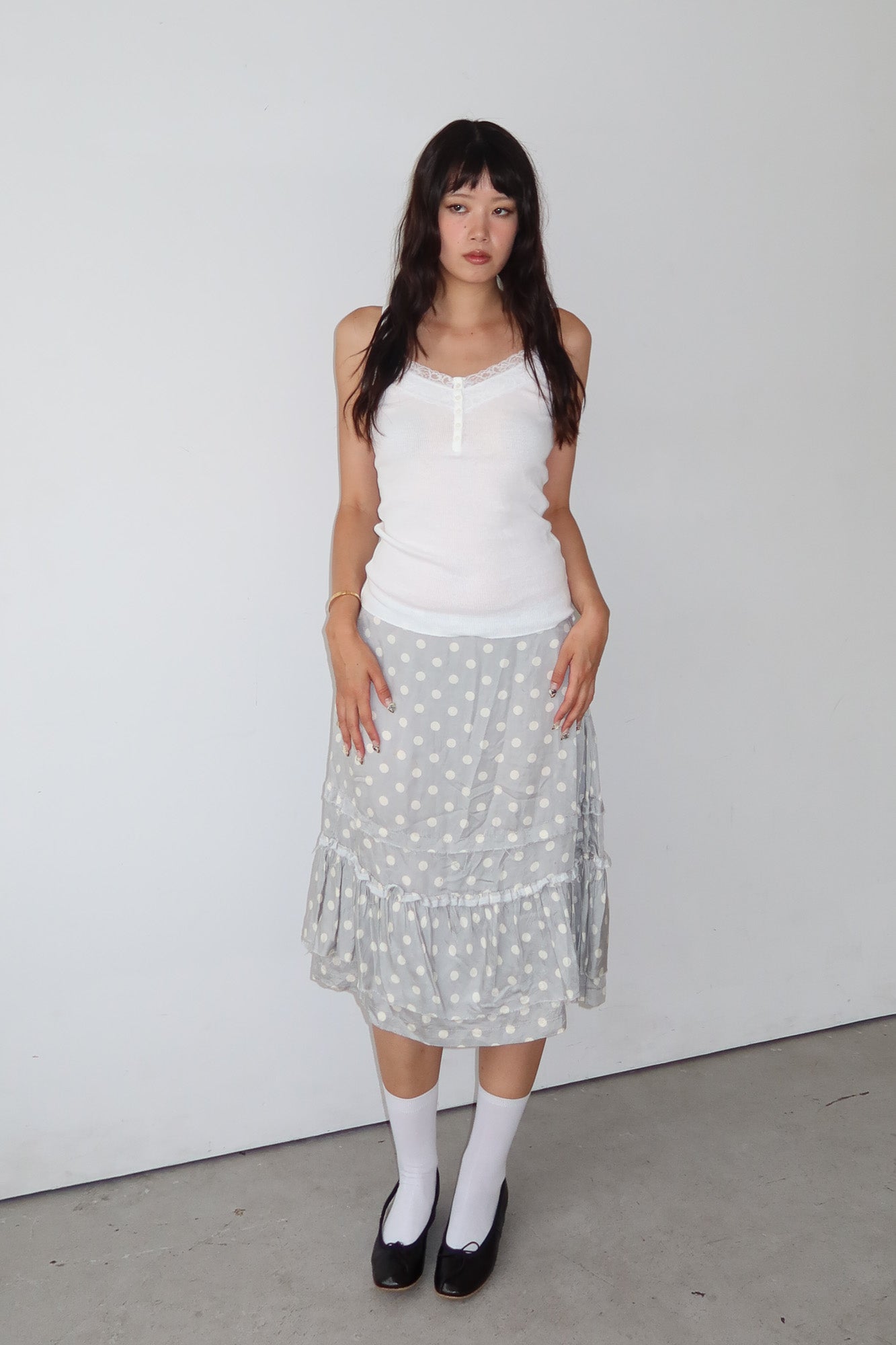 tricot comme des garcons | polkadot ruffle skirt
