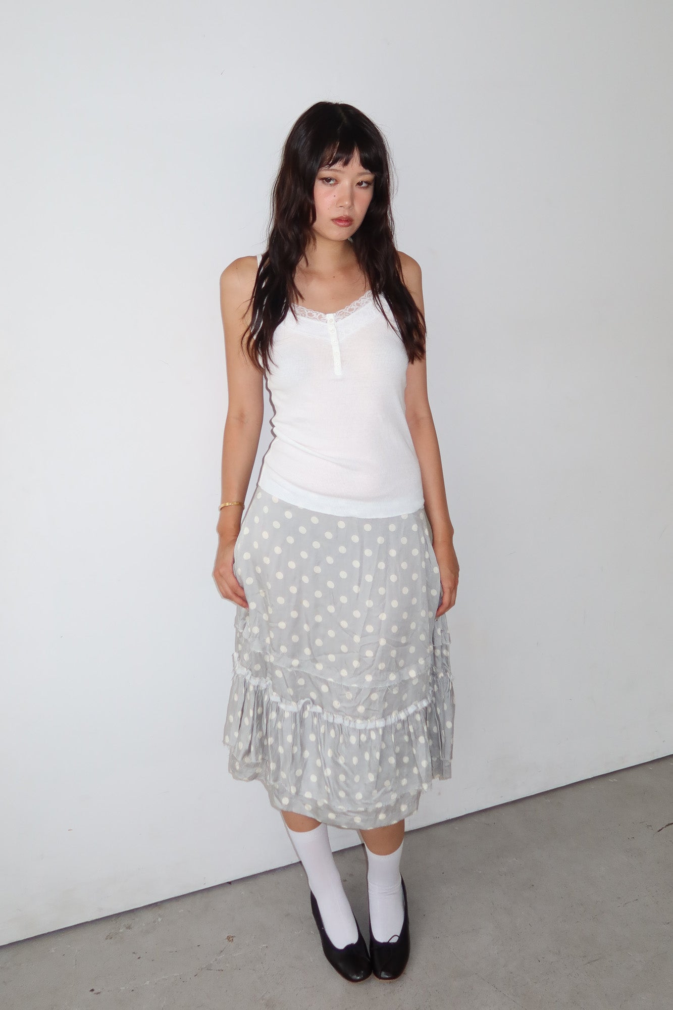 tricot comme des garcons | polkadot ruffle skirt