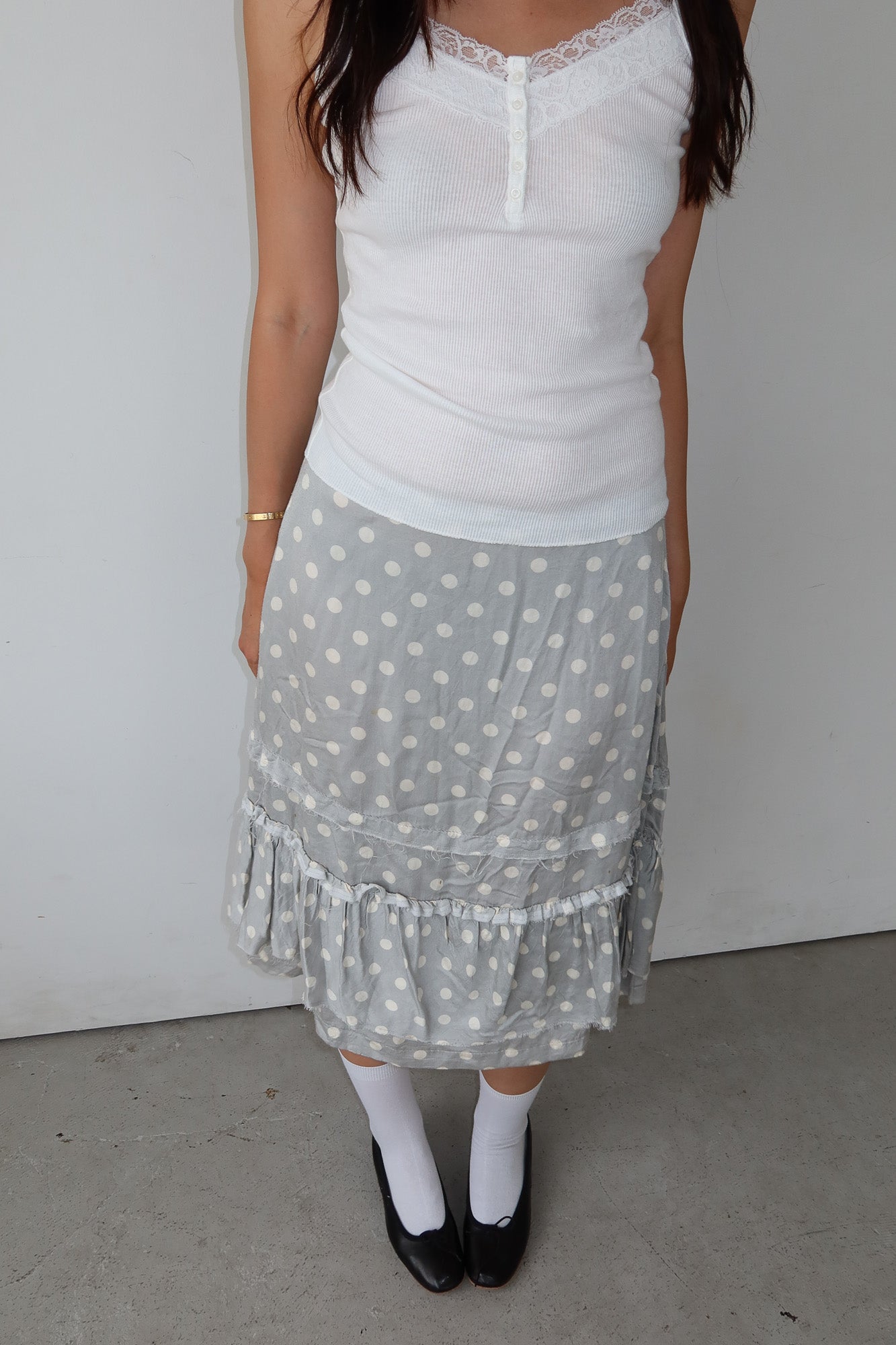 tricot comme des garcons | polkadot ruffle skirt