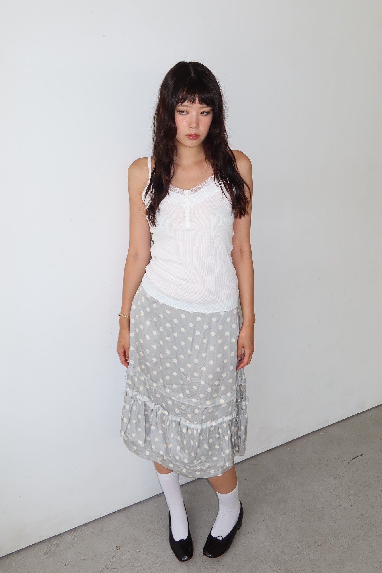 tricot comme des garcons | polkadot ruffle skirt