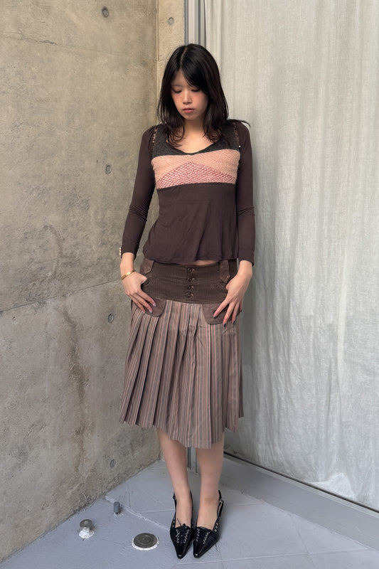 custo barcelona | brown woven panel top