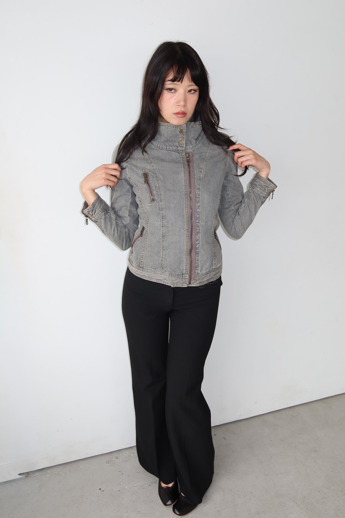 comme ca ism | denim high neck jacket