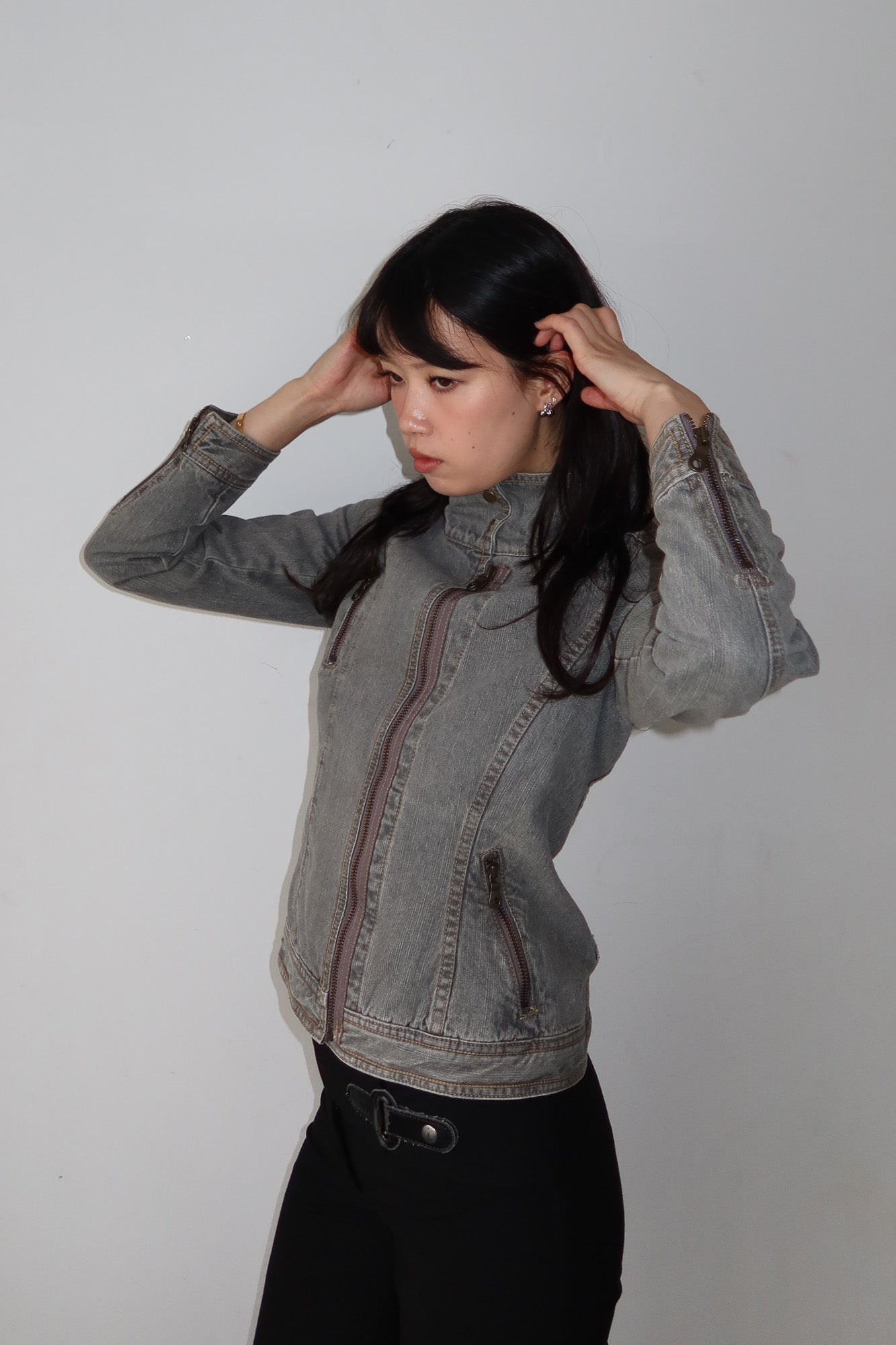 comme ca ism | denim high neck jacket