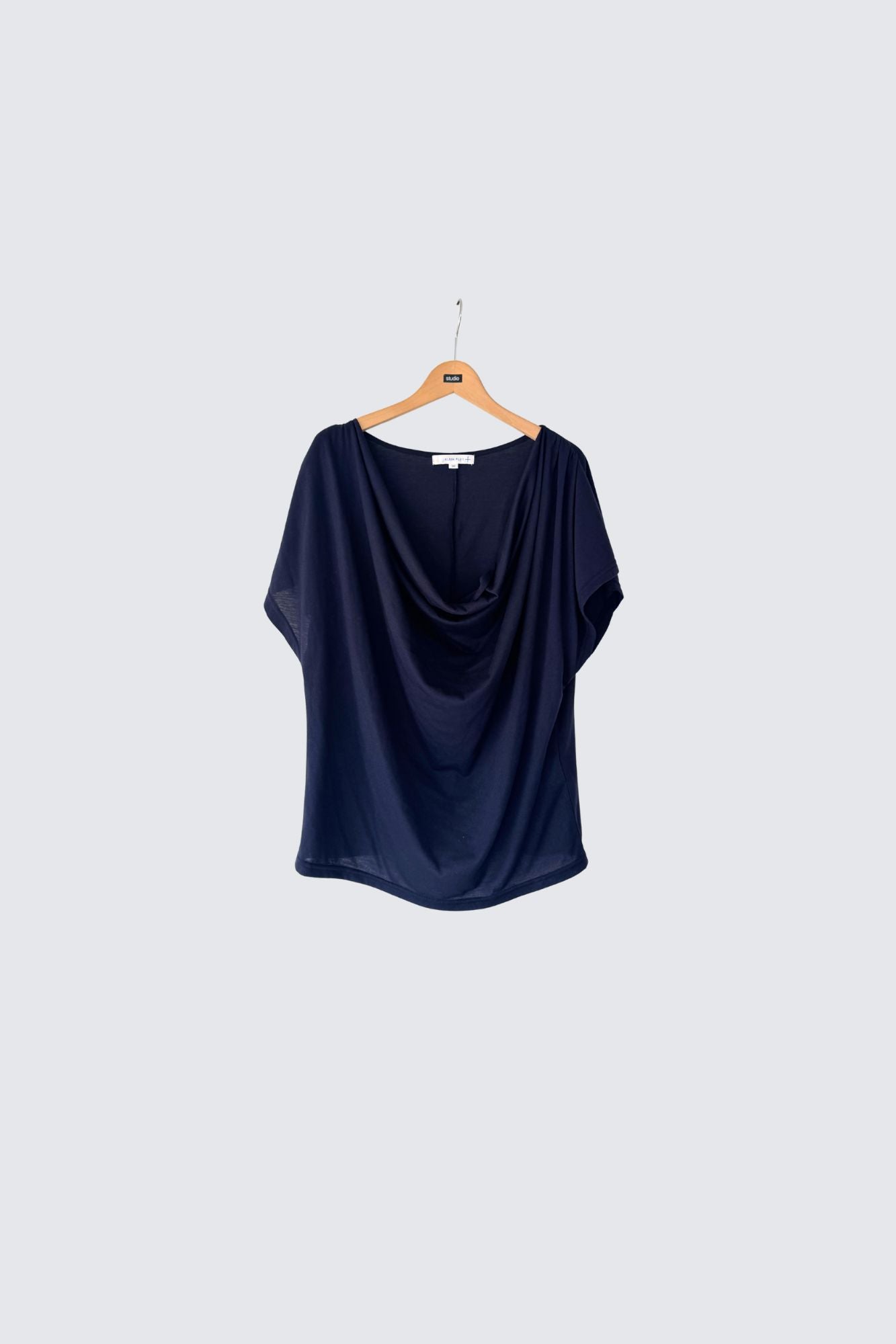 navy cowl neck top