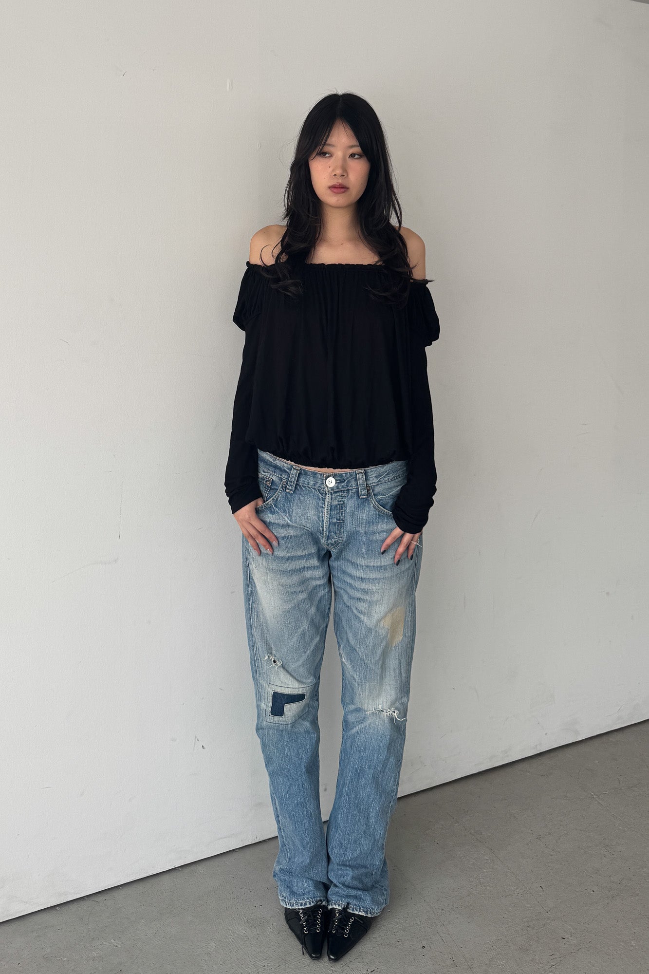 givenchy | slouchy off-shoulder layered top