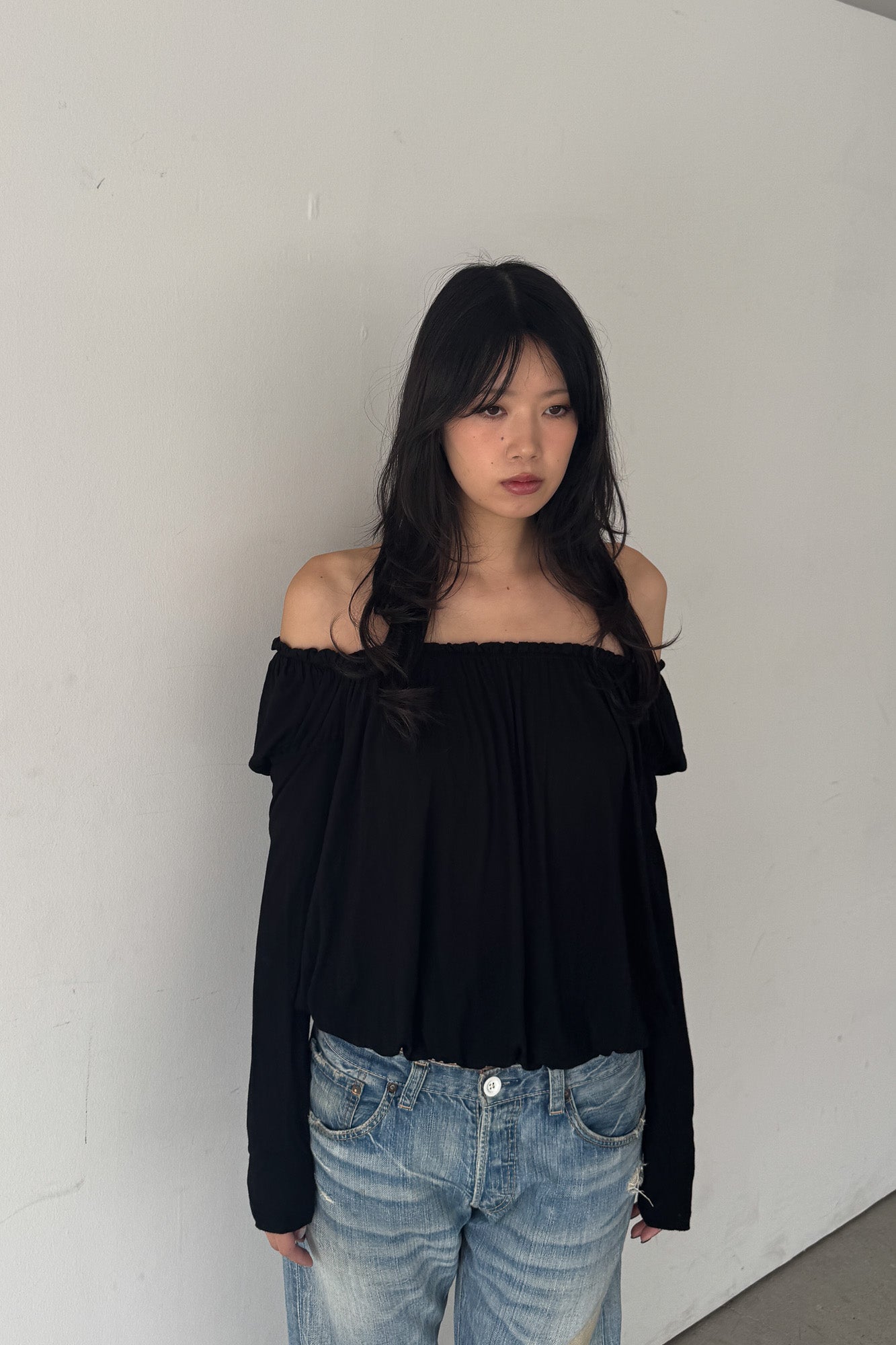 givenchy | slouchy off-shoulder layered top