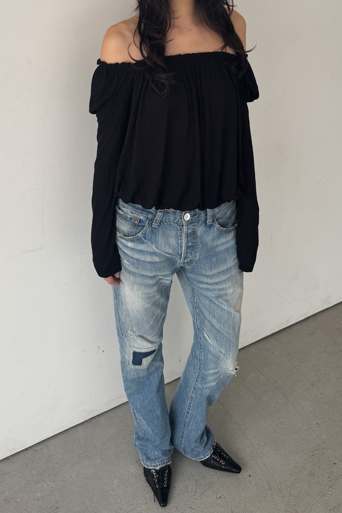 givenchy | slouchy off-shoulder layered top