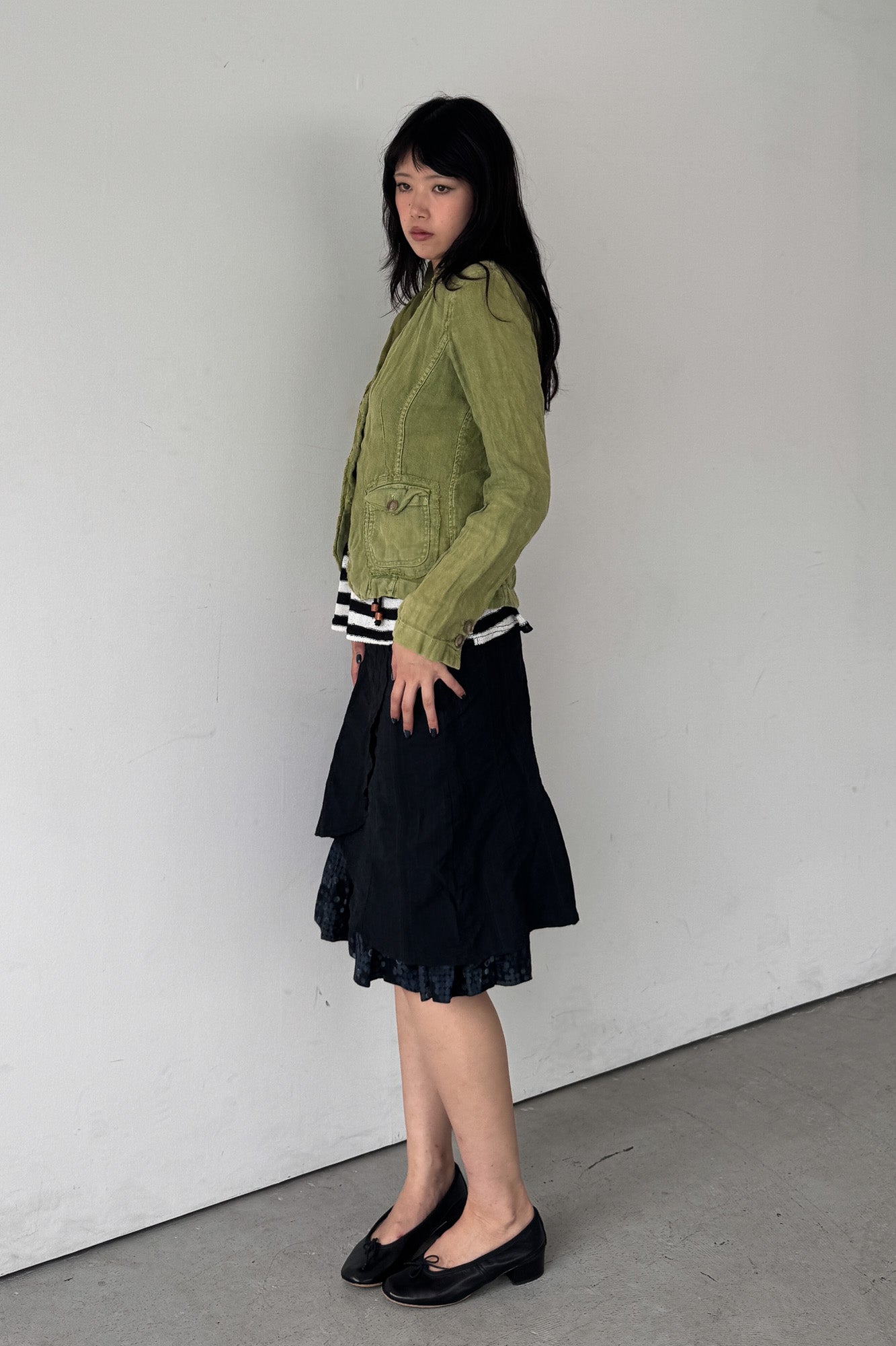 moss green linen jacket