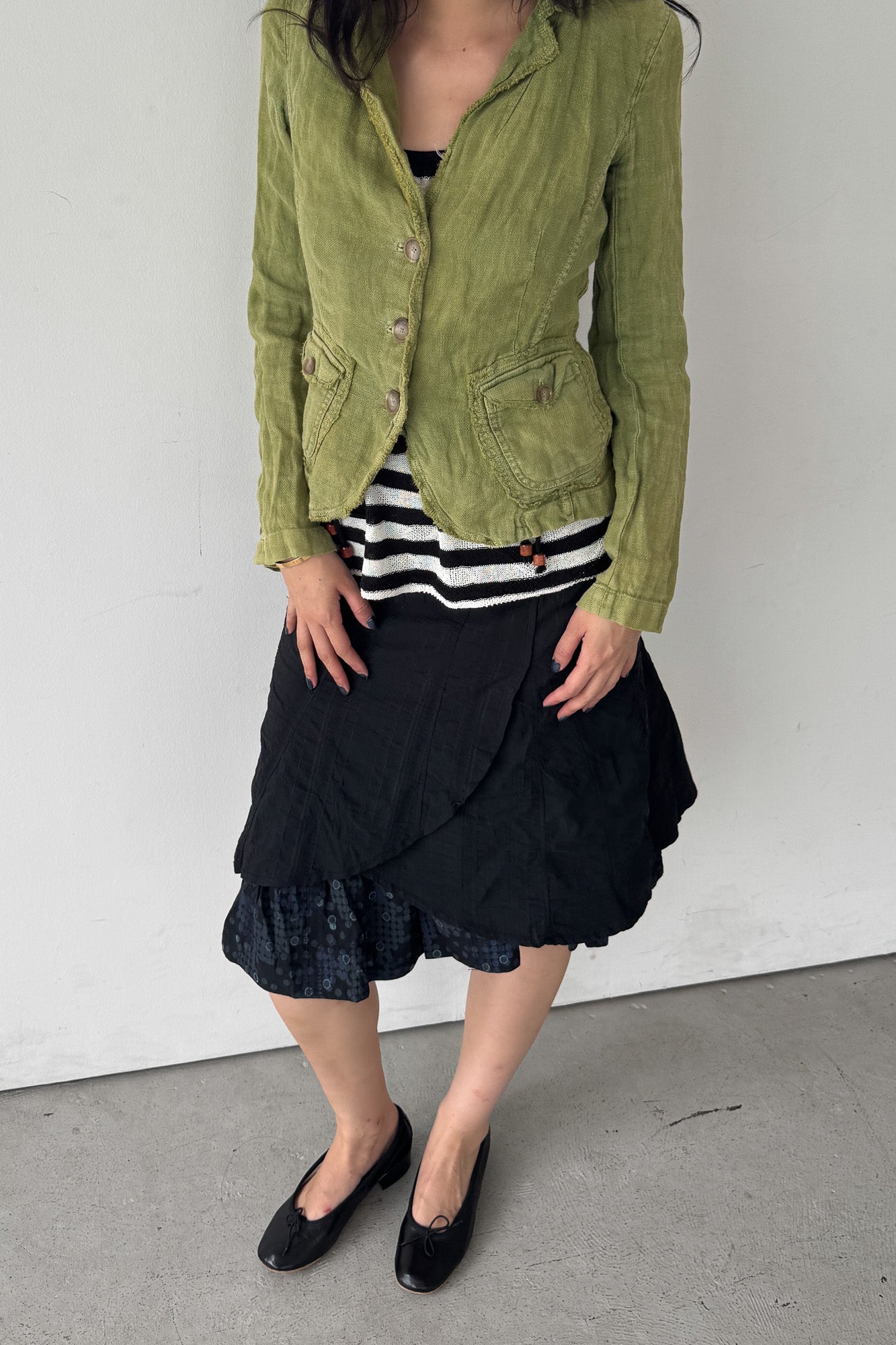 moss green linen jacket