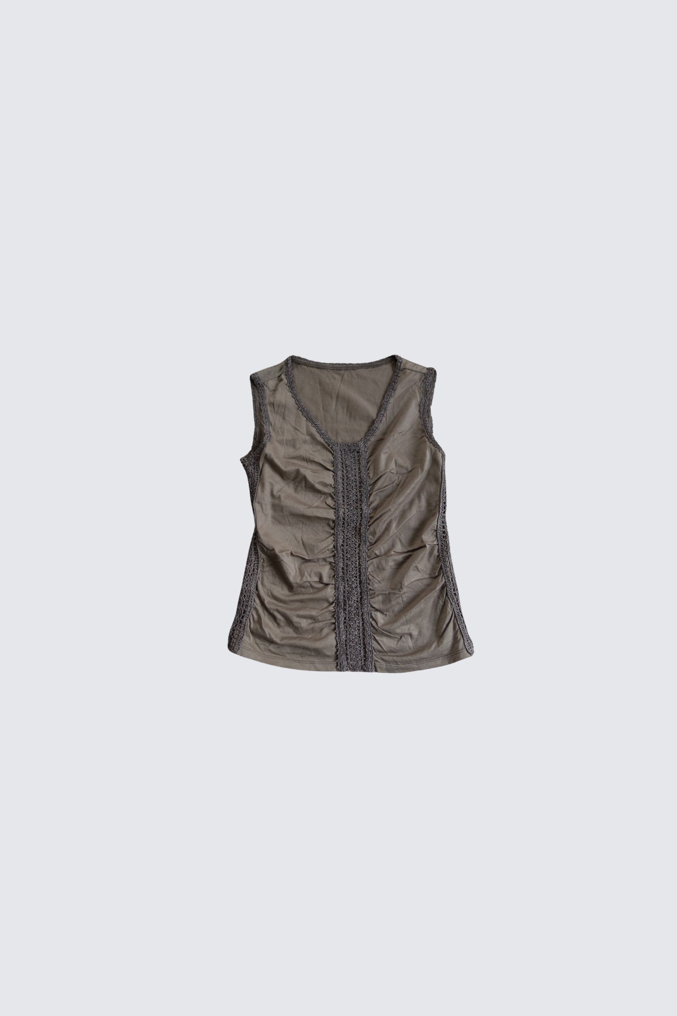 ruched lace panel top