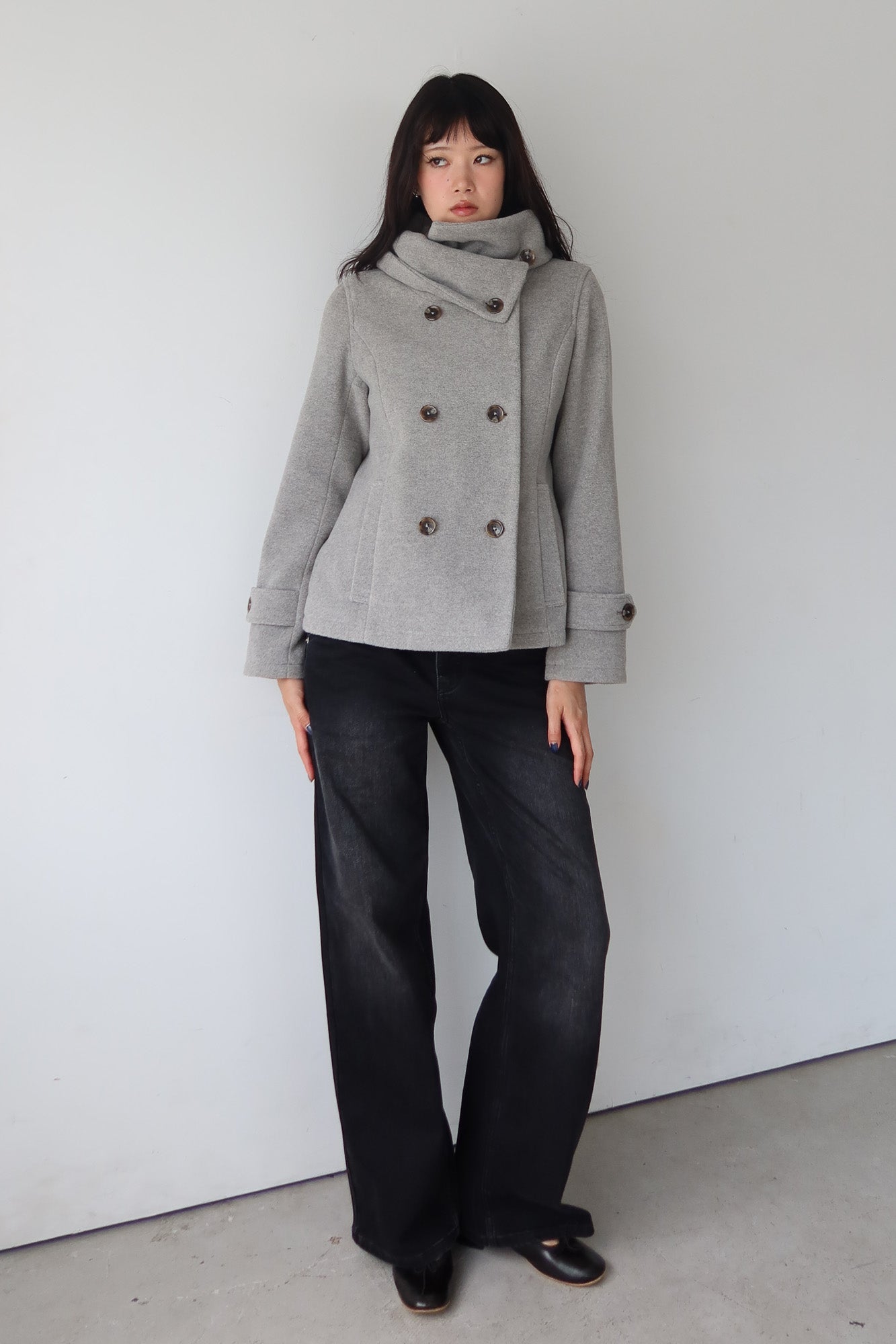 funnel neck grey coat