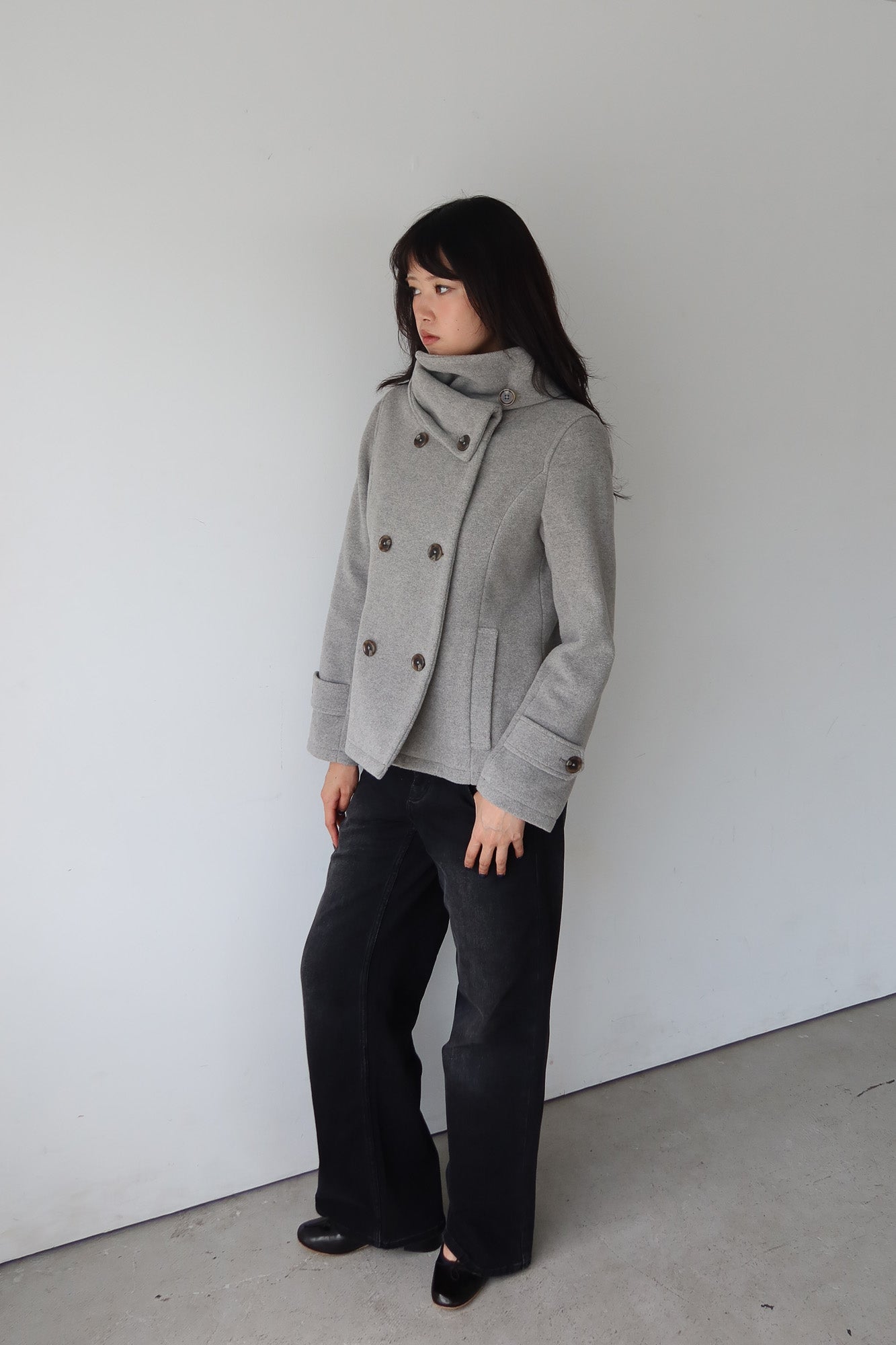 funnel neck grey coat