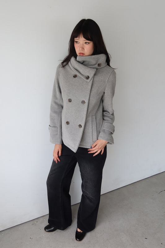 funnel neck grey coat