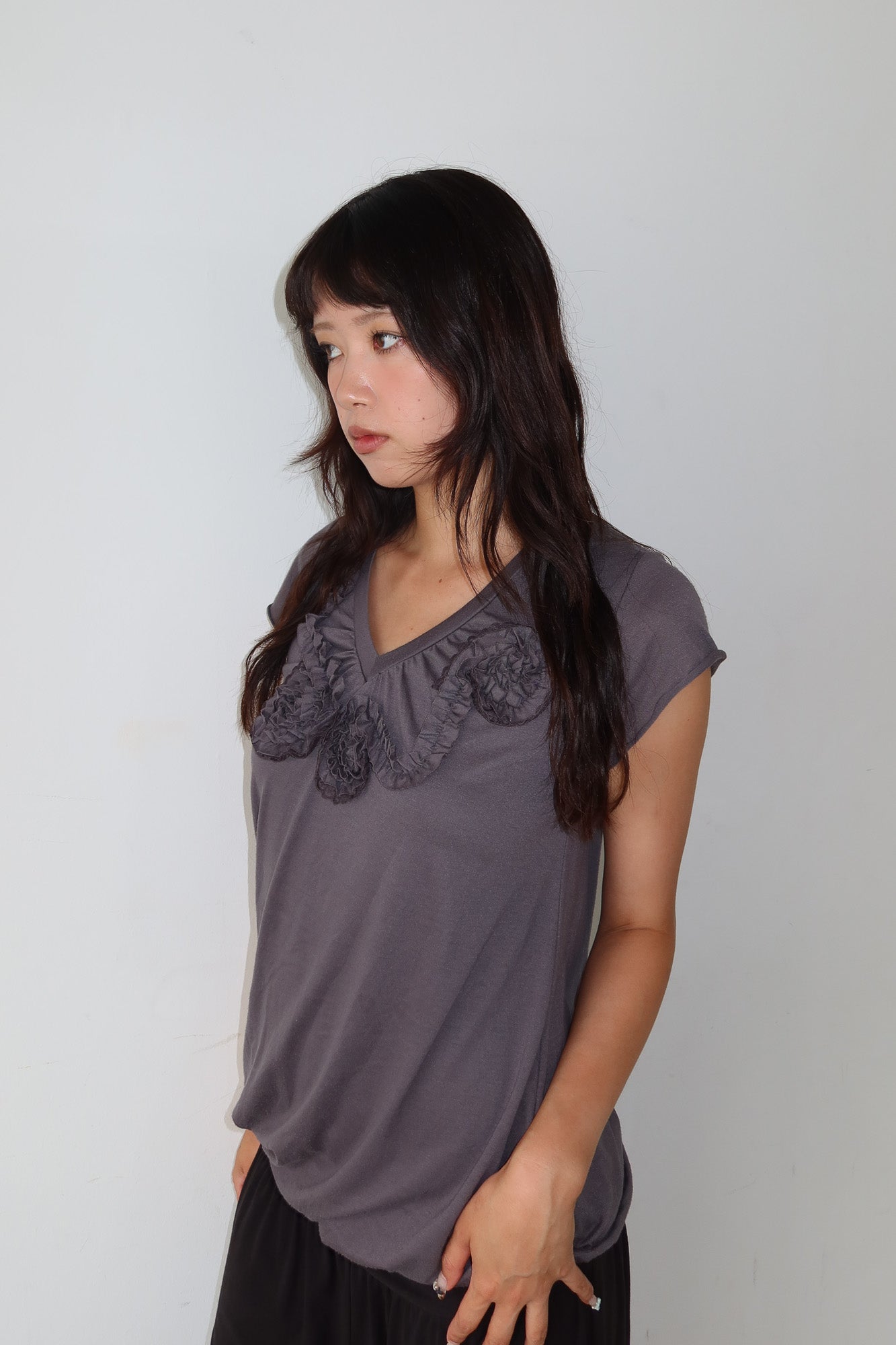grey rosette top