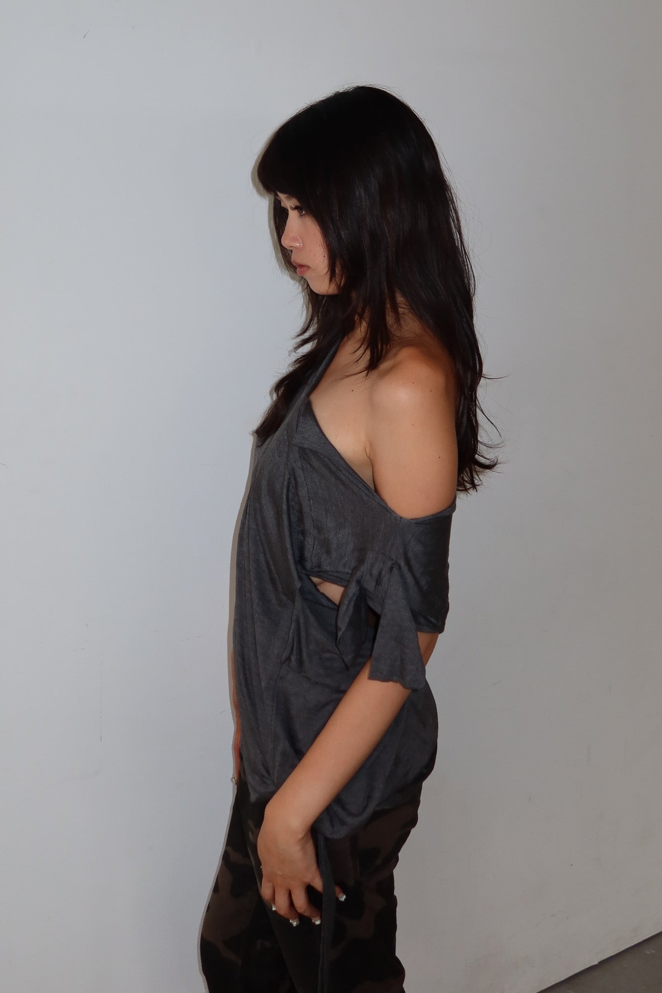 capucci | silk draped tie-up top