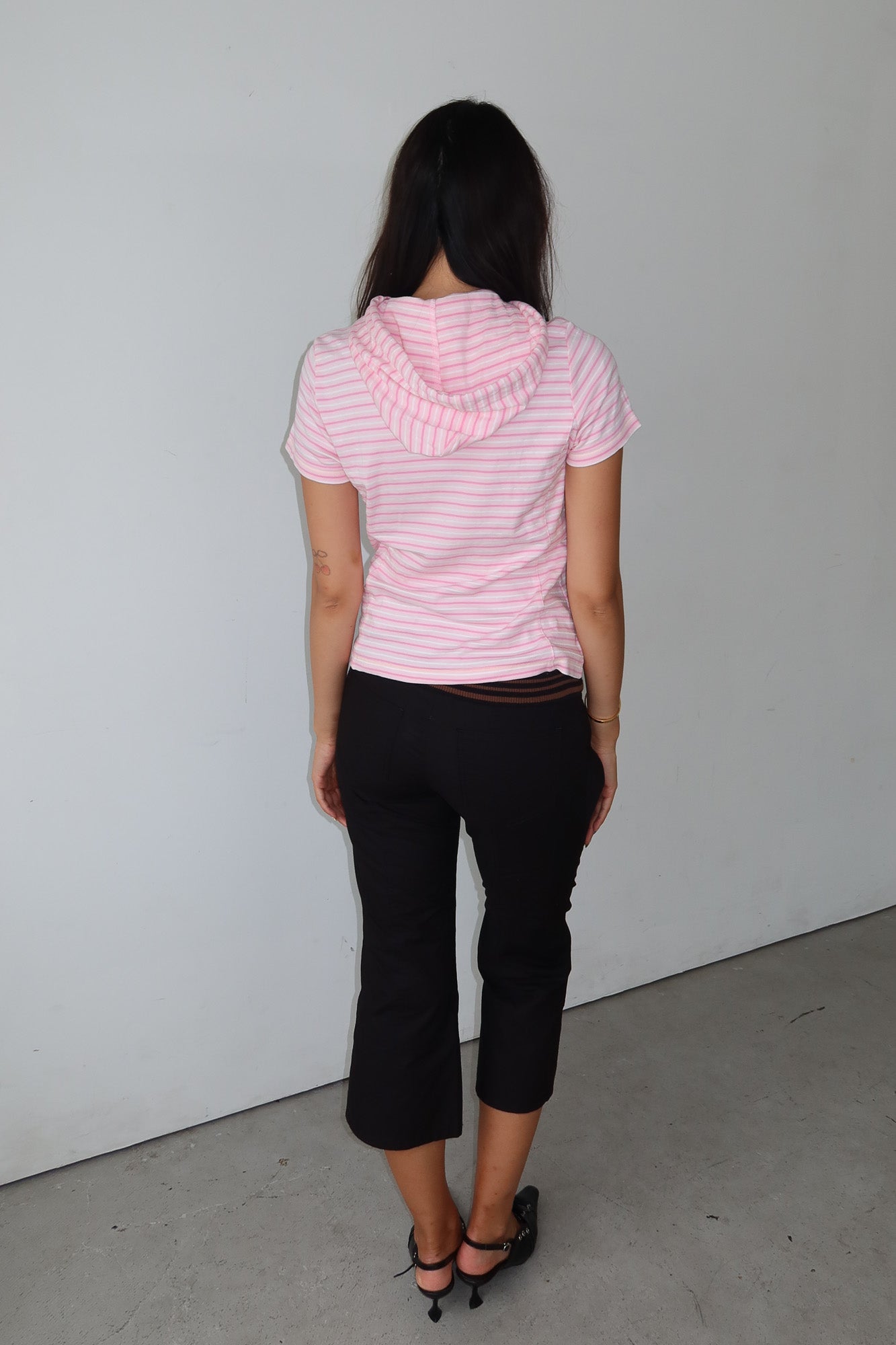 courrèges | pink striped zip-up hoodie