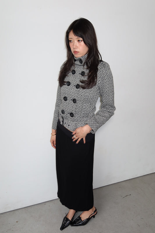 funnel neck belted jacket