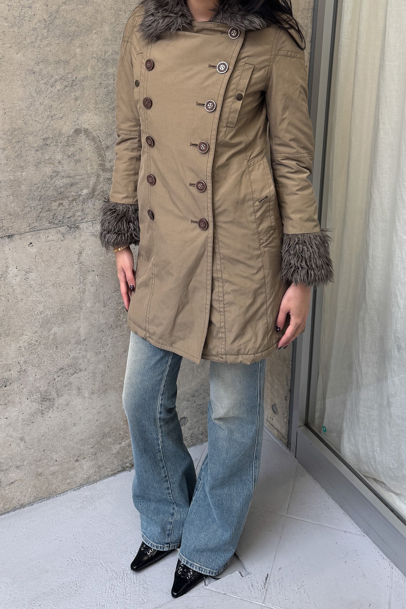 hysterics | fur collar trench coat