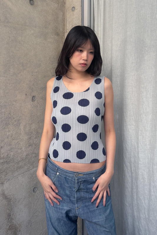 issey miyake | pleats please polkadot top