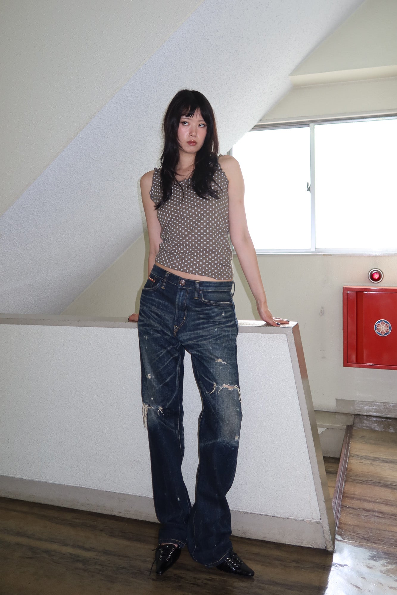 edwin | buckle distressed jeans