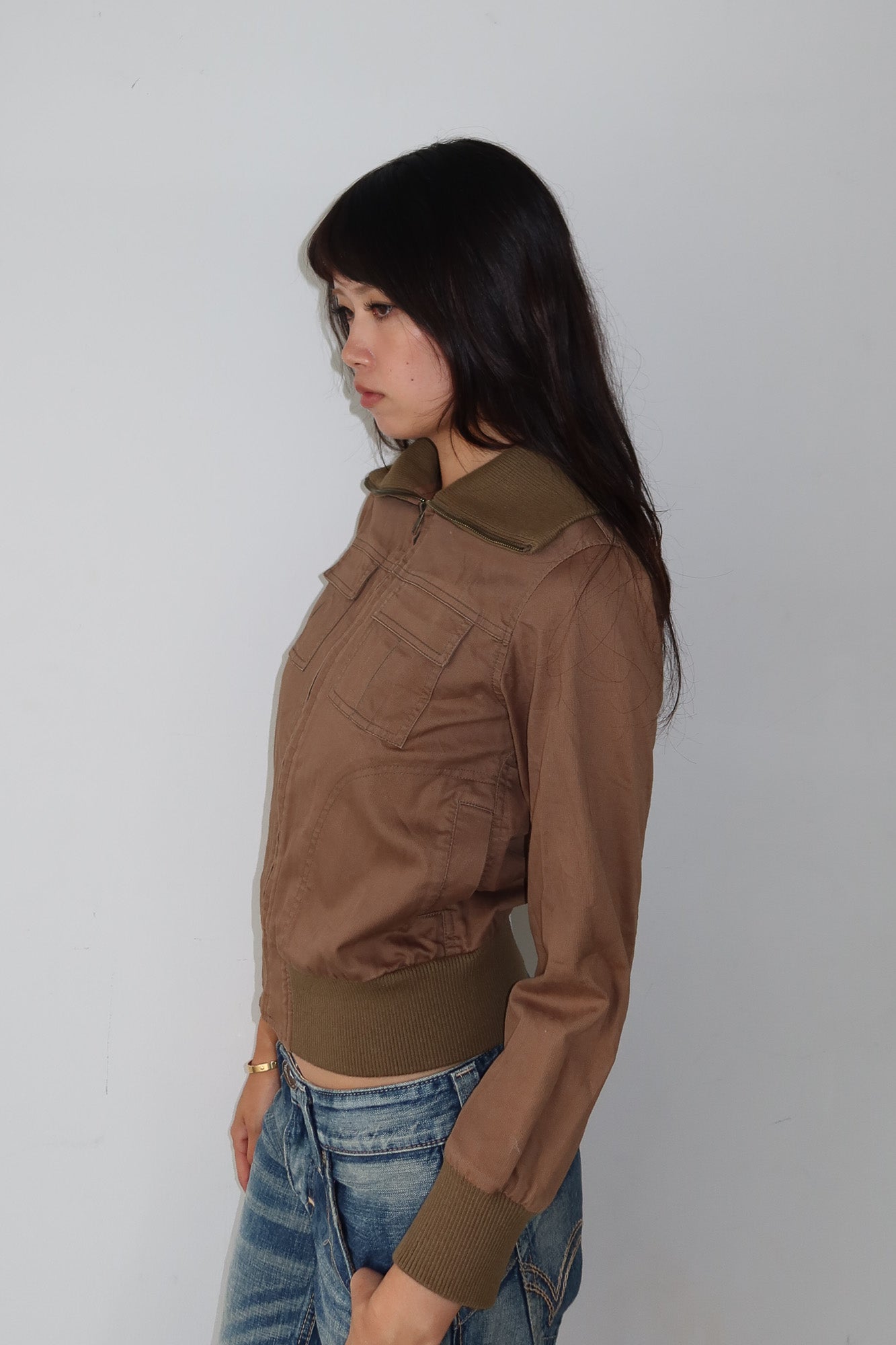 military funnel neck jacket