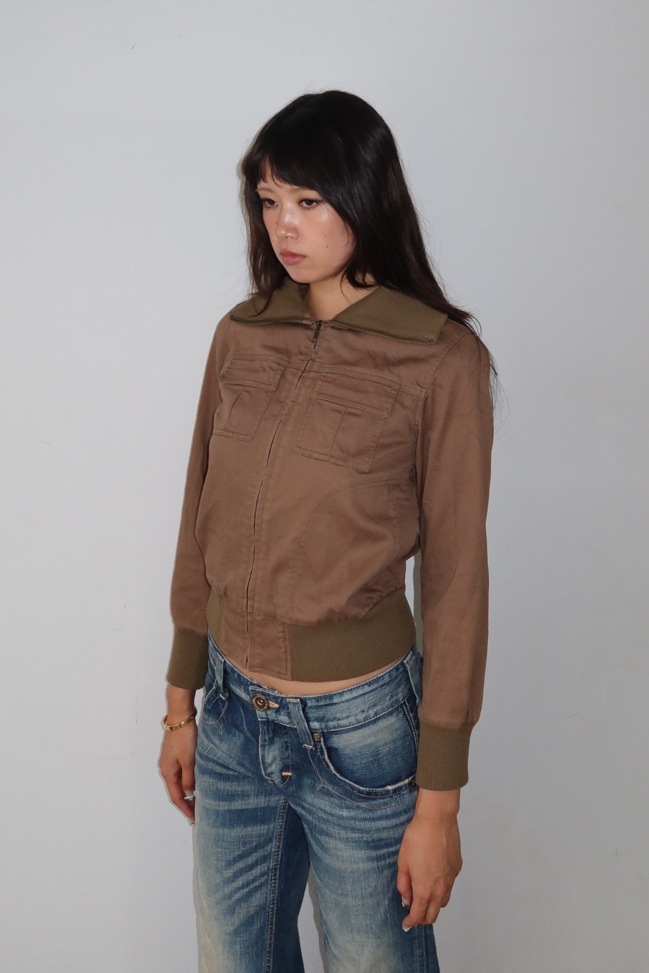 military funnel neck jacket