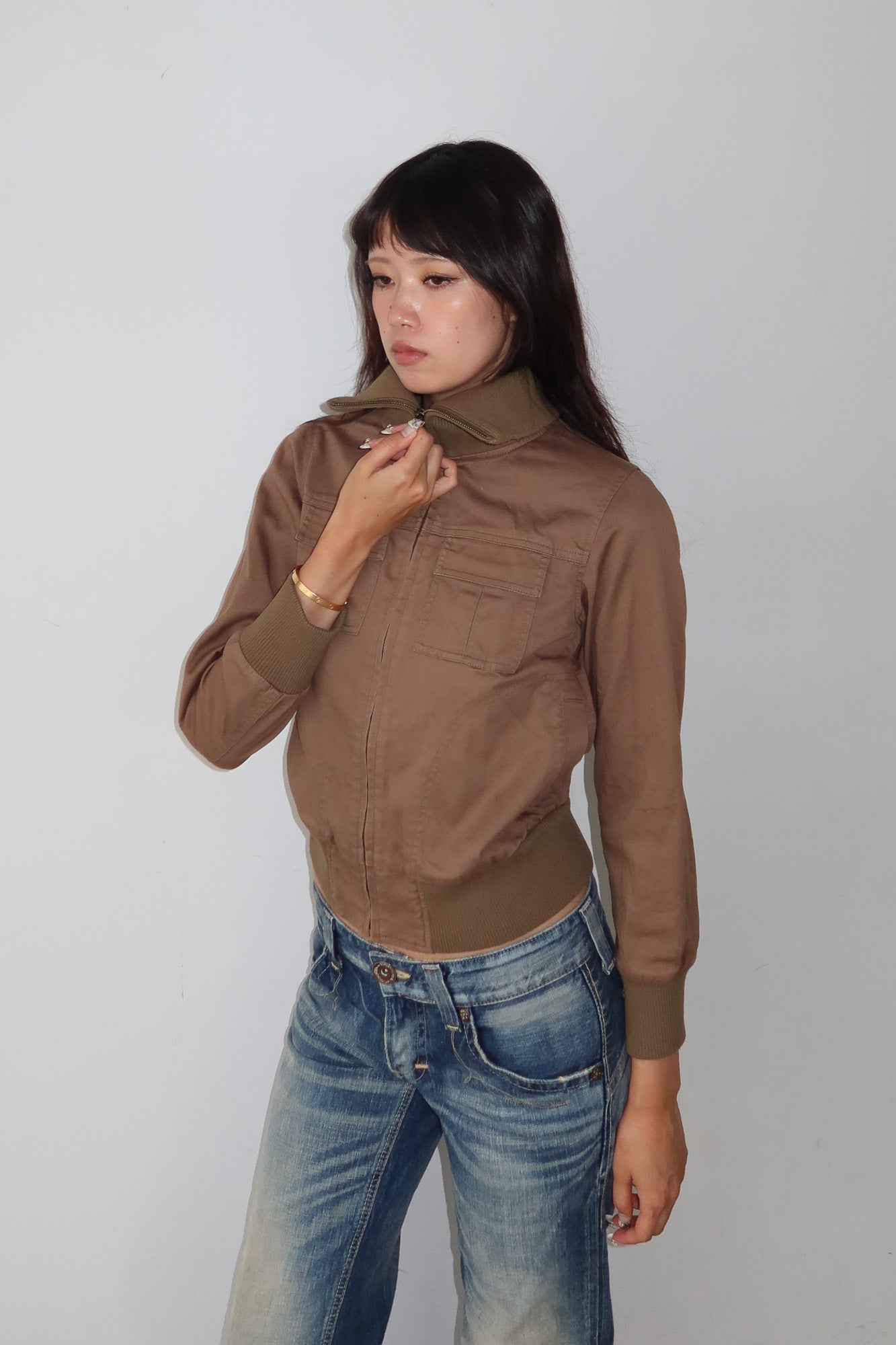 military funnel neck jacket