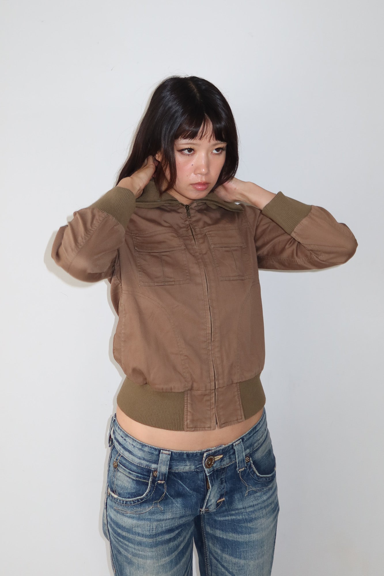 military funnel neck jacket