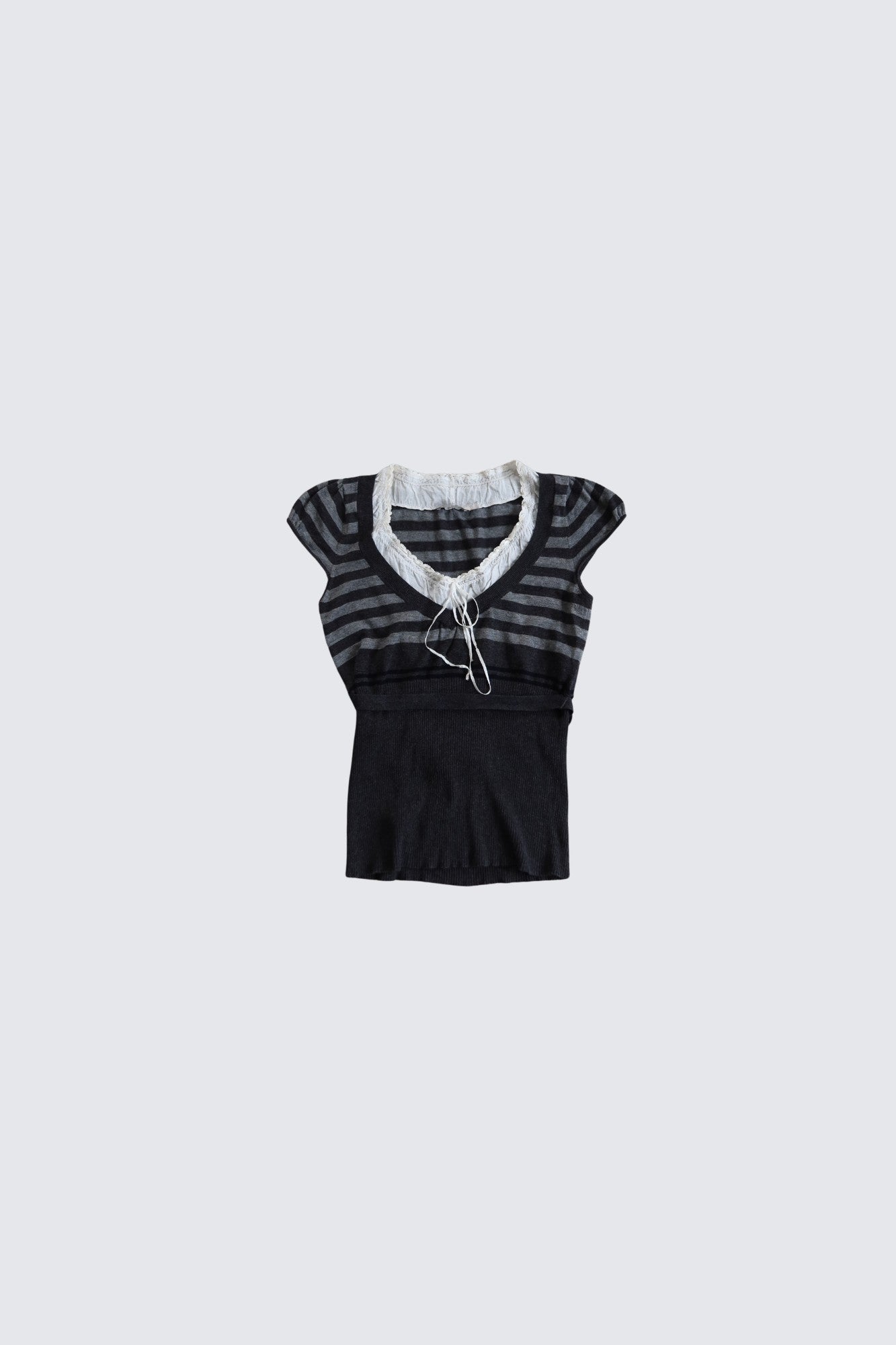 layered ribbon knit tie top