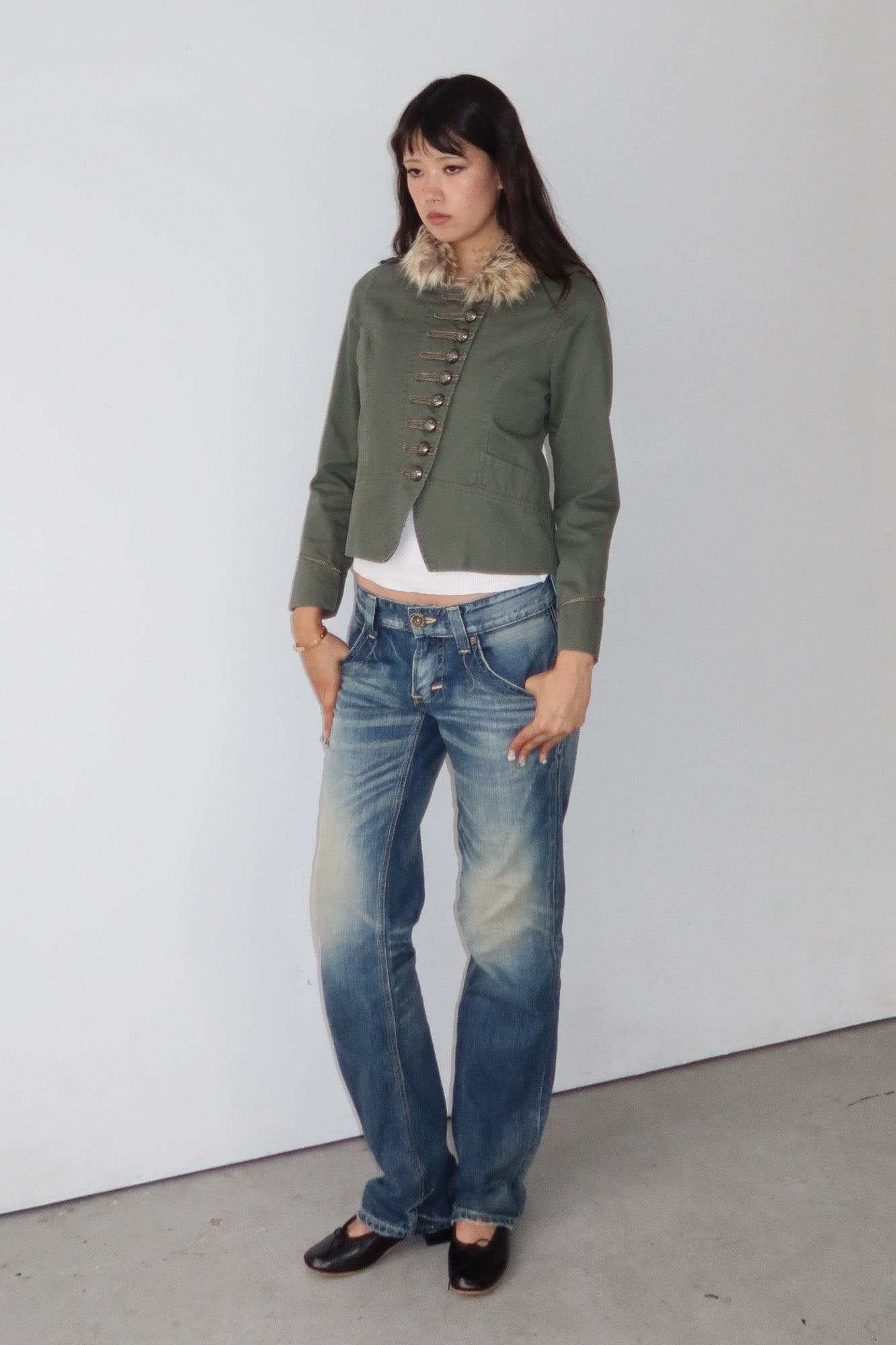 fur collar military jacket