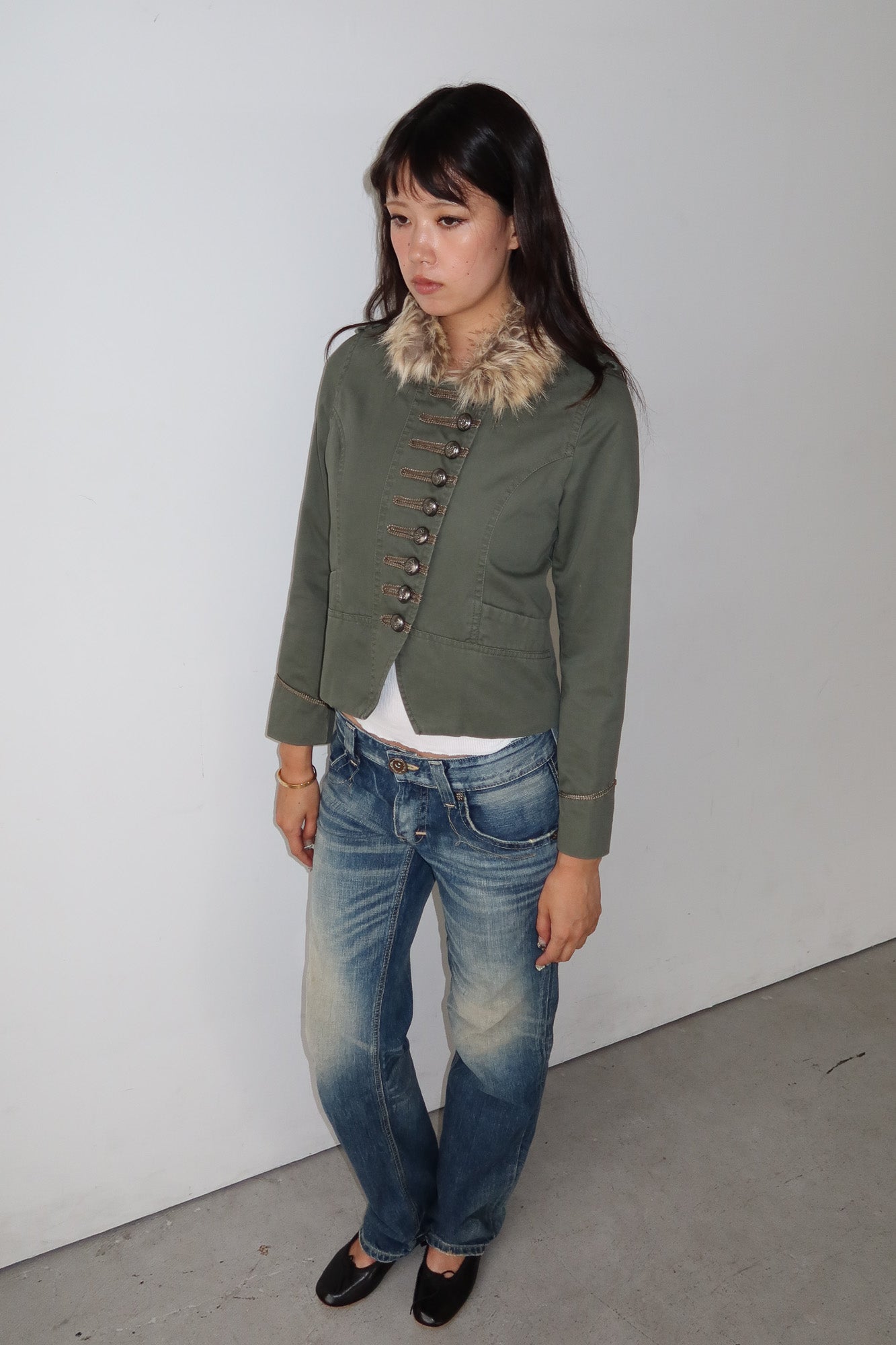 fur collar military jacket