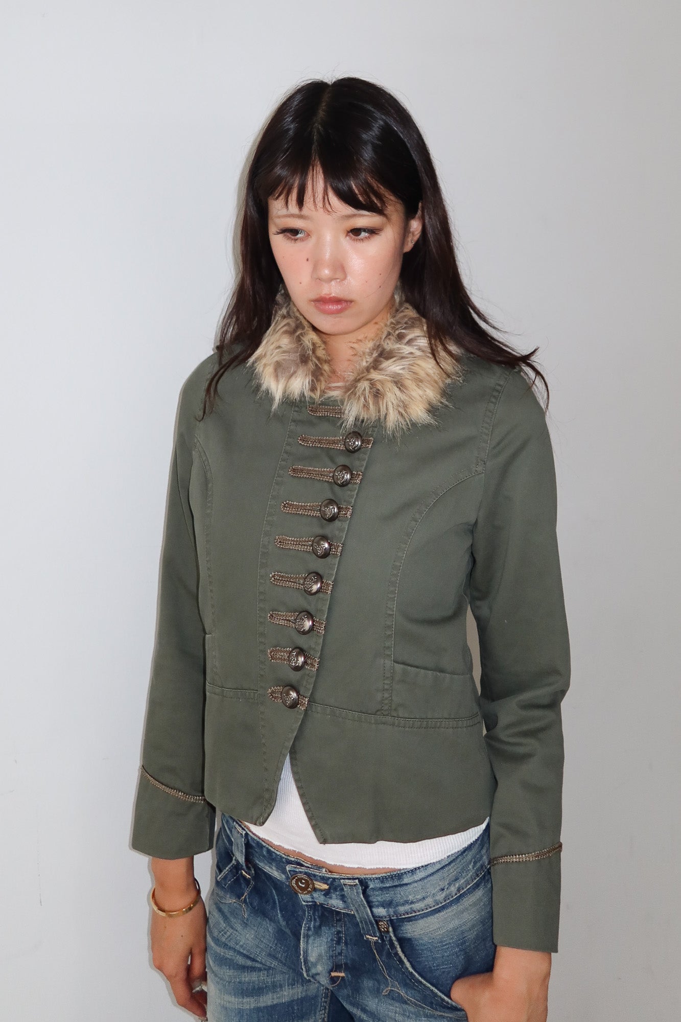 fur collar military jacket
